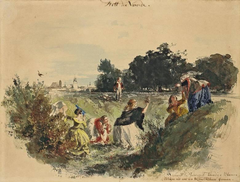 Flowerpicking Women — Adolph Von Menzel