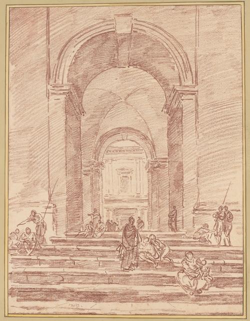 Figures In A Roman Arcade — Hubert Robert
