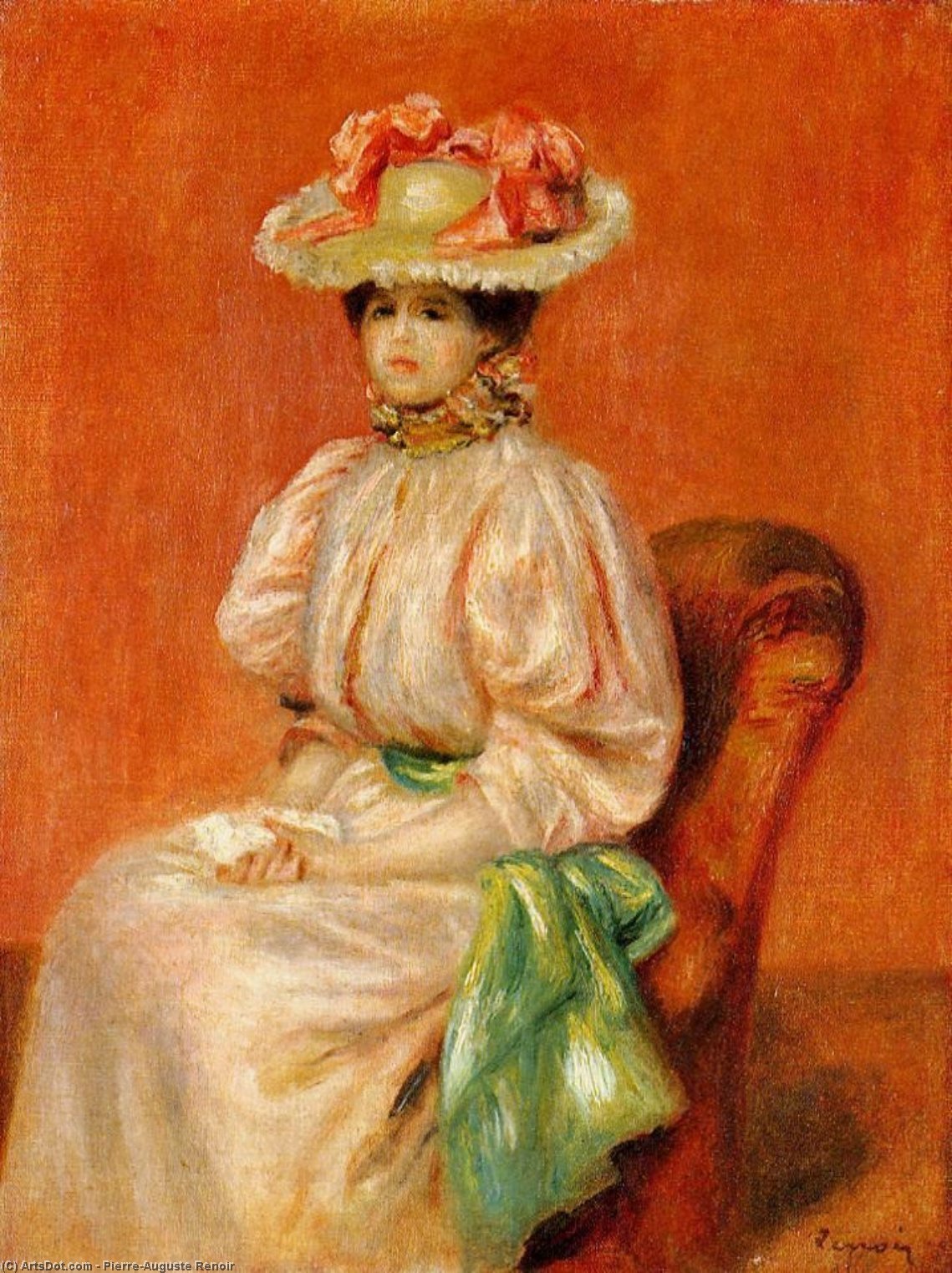 Seated Woman With Green Sash — Pierre-auguste Renoir