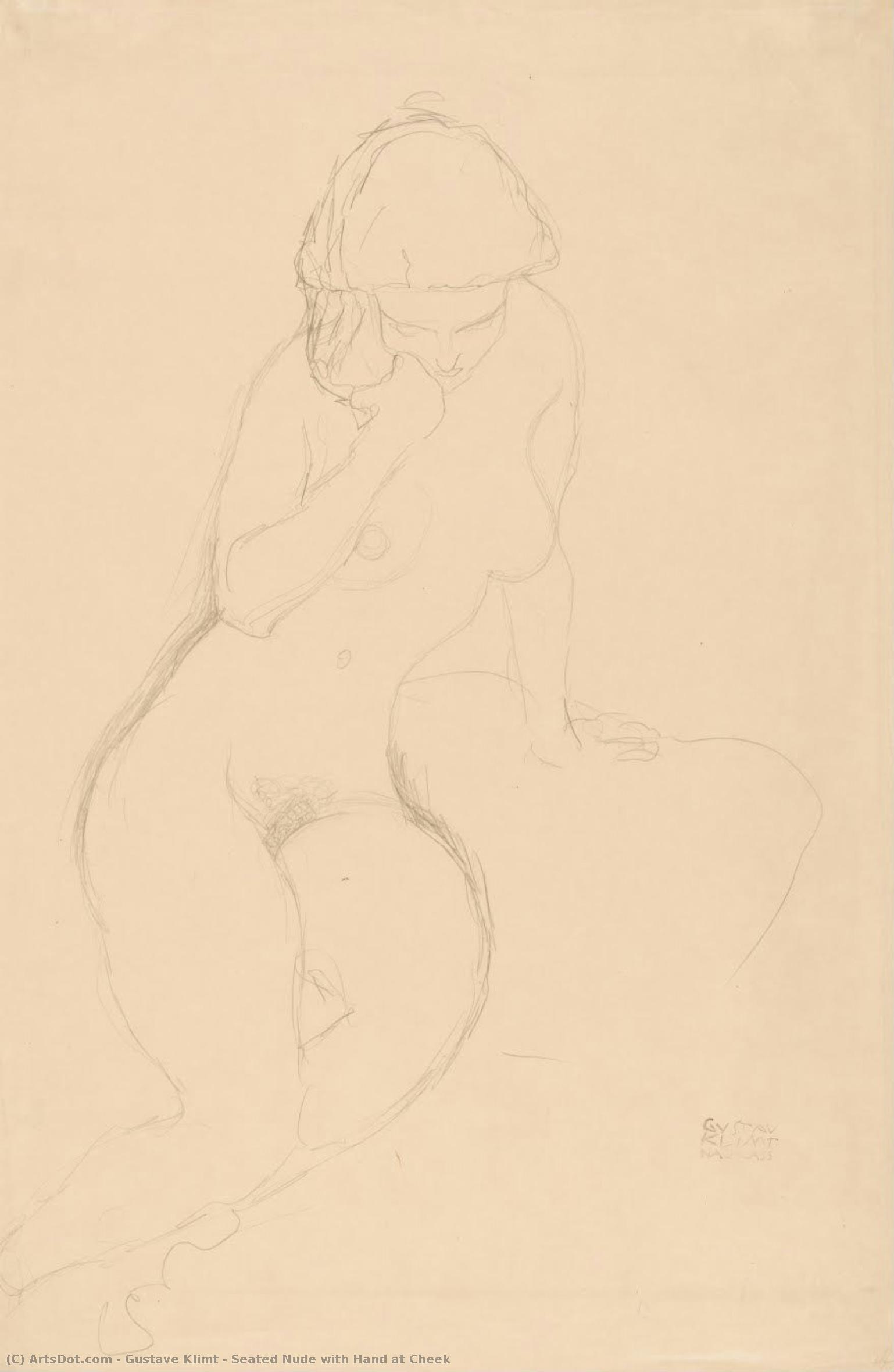 Seated Nude With Hand At Cheek — Gustav Klimt