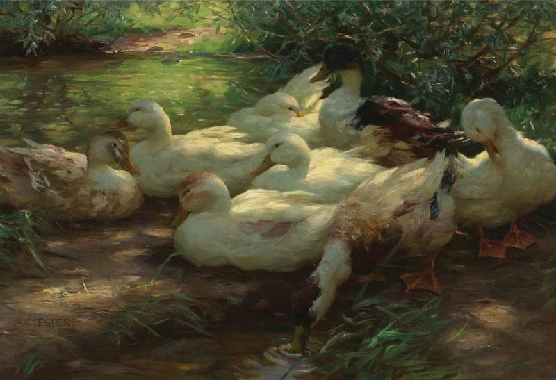 Eight Ducks On The Riverbank — Alexander Max Koeste