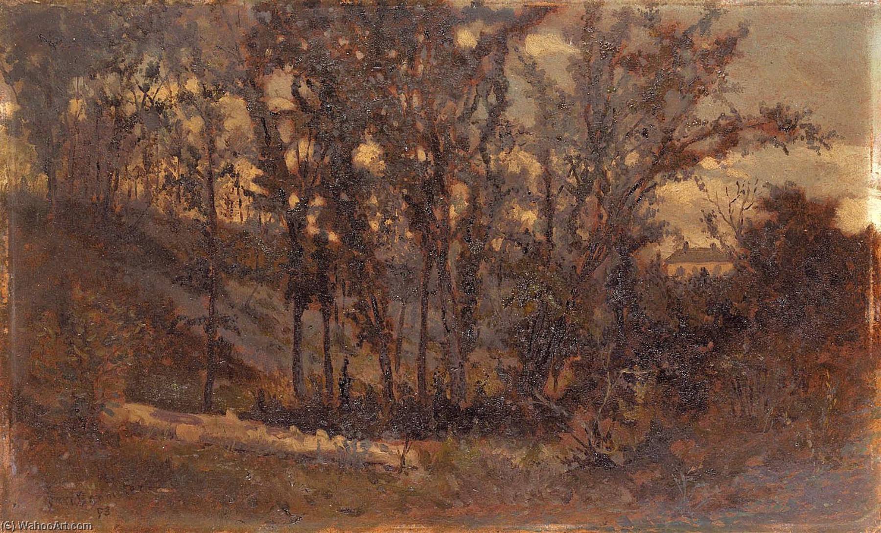Untitled (forest Scene, Fallen Tree In Foreground And House In Background) — Edward Mitchell Bannister