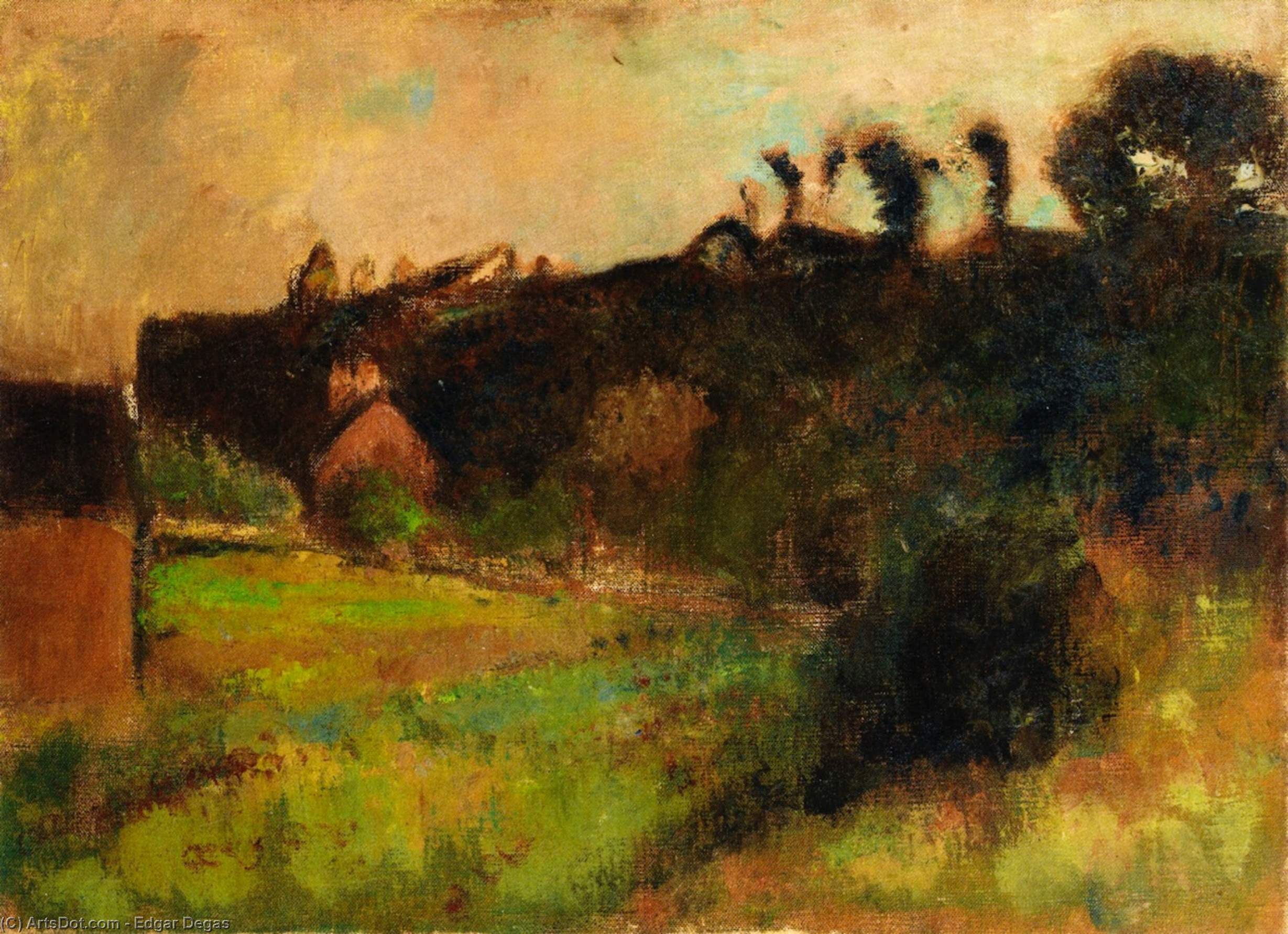 Houses At The Foot Of A Cliff — Edgar Degas