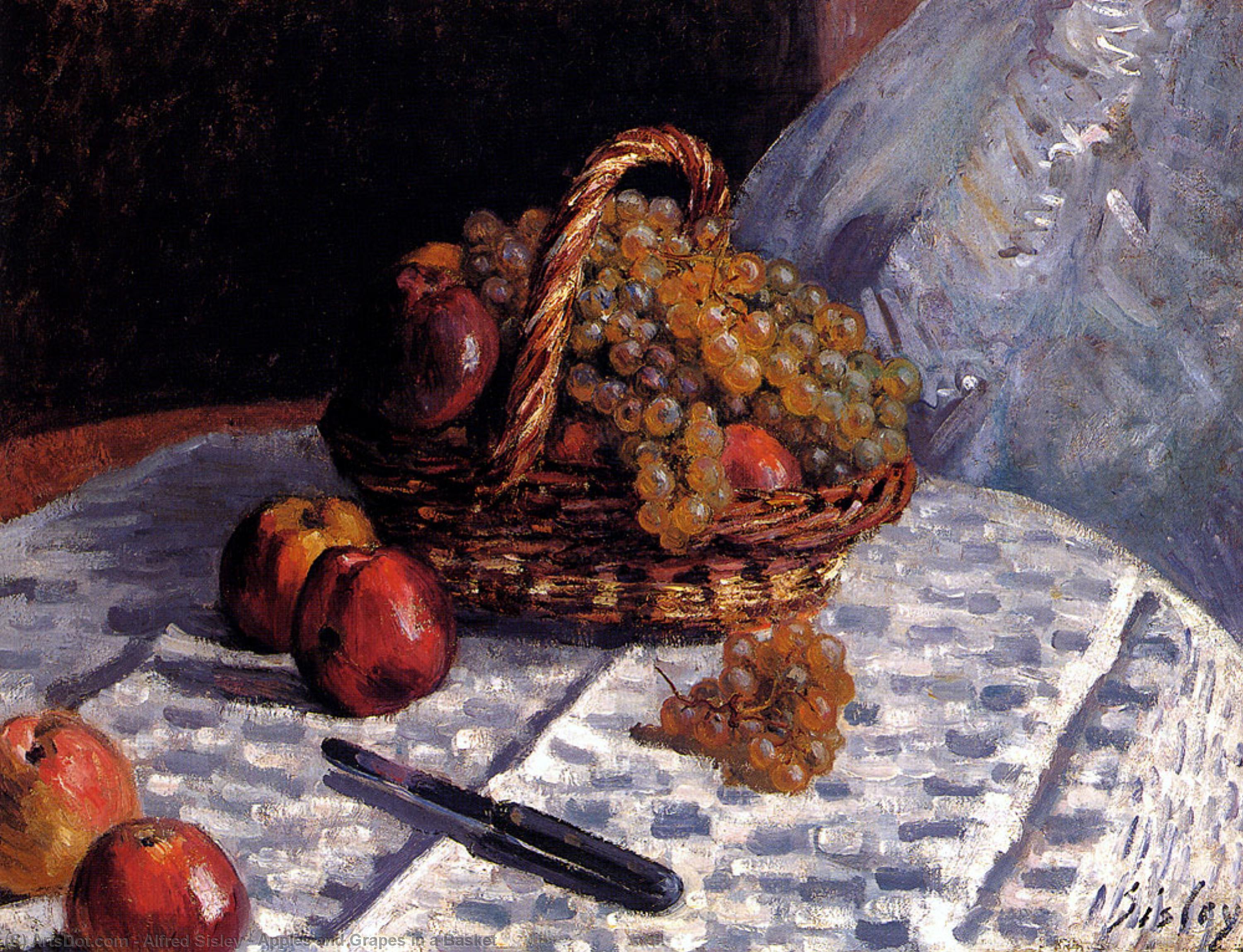Apples And Grapes In A Basket — Alfred Sisley