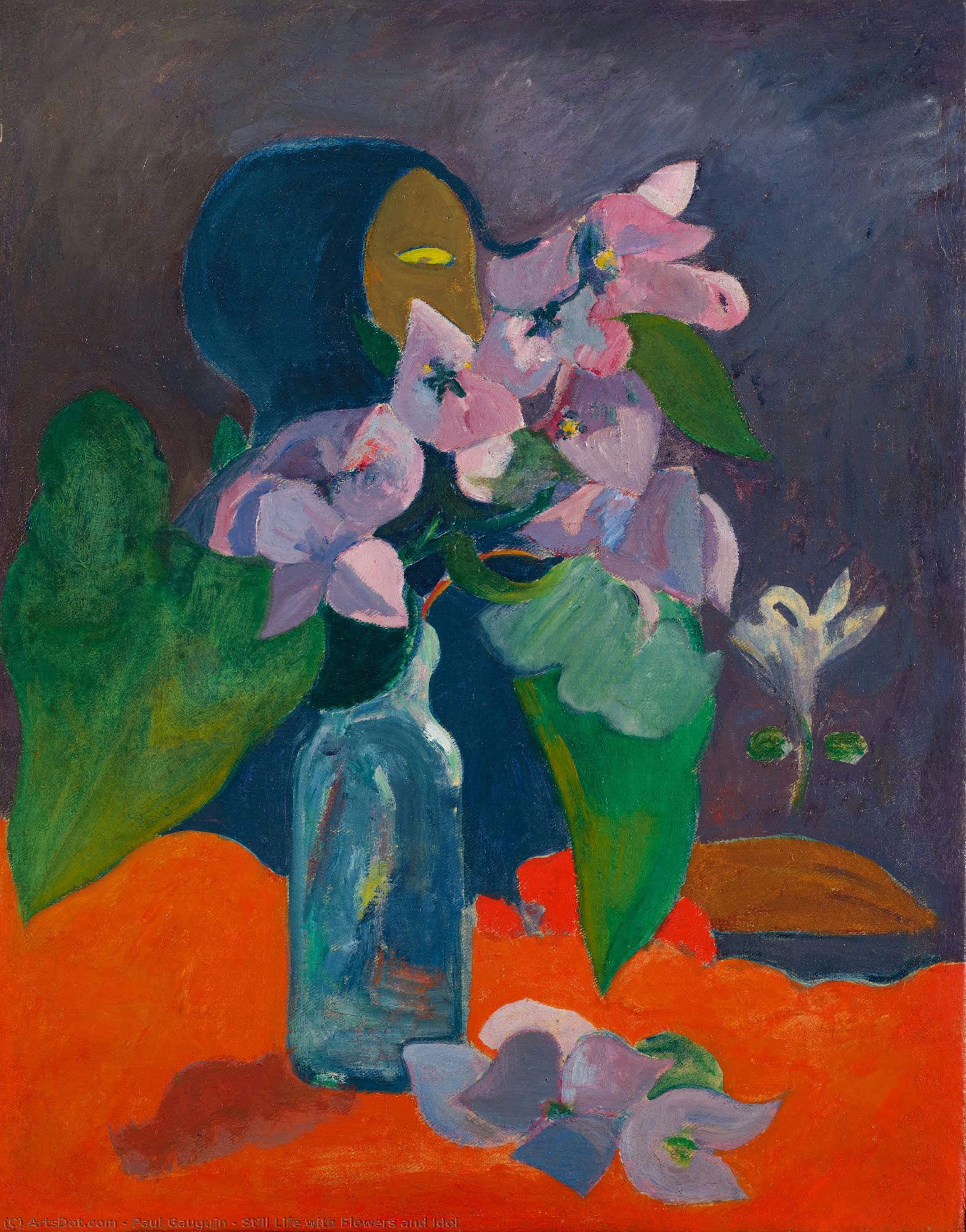Still Life With Flowers And Idol — Eugène Henri Paul Gauguin