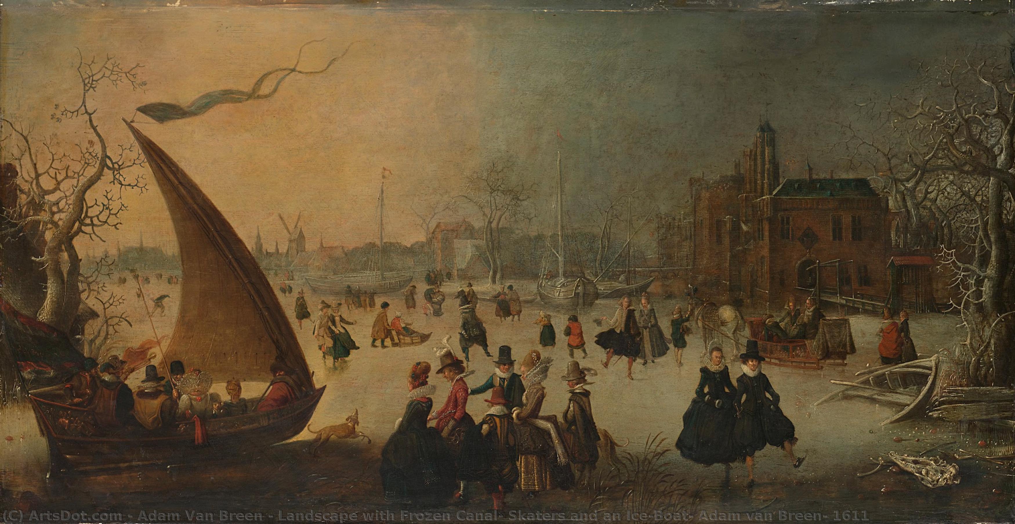 Landscape With Frozen Canal, Skaters And An Ice-boat, Adam Van Breen, 1611 — Adam Van Breen