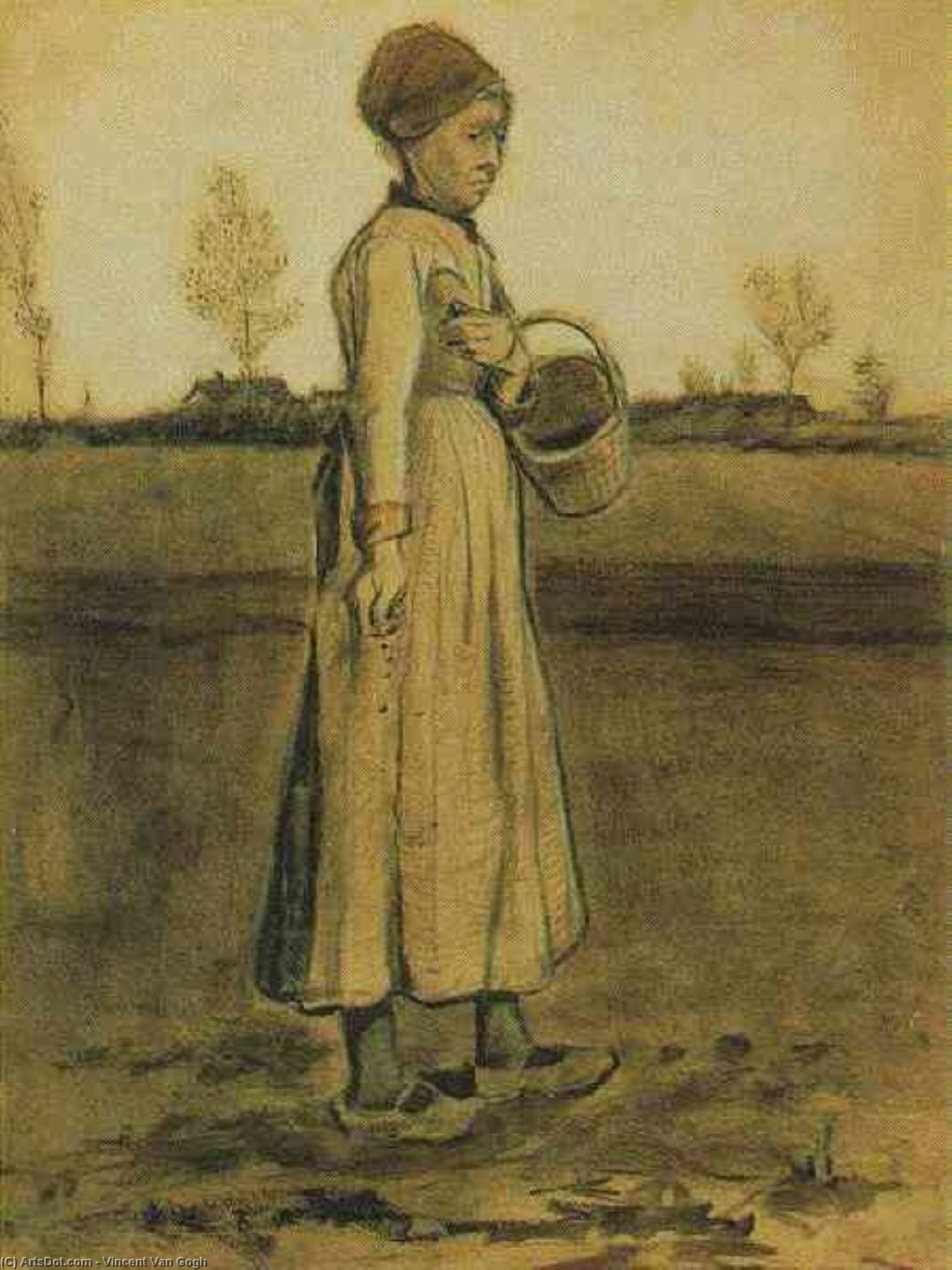 Peasant Woman Sowing With A Basket — Vincent Willem Van Gogh