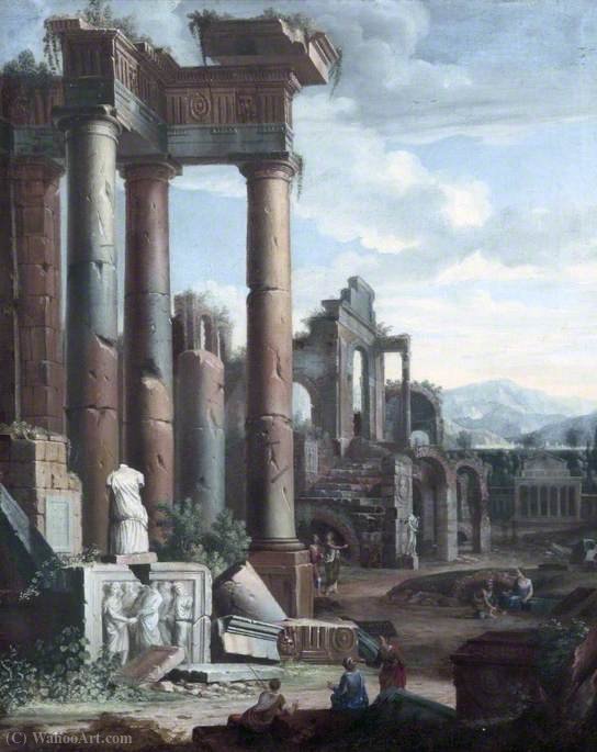 Classical Ruins With Figures In The Morning — Viviano Codazzi
