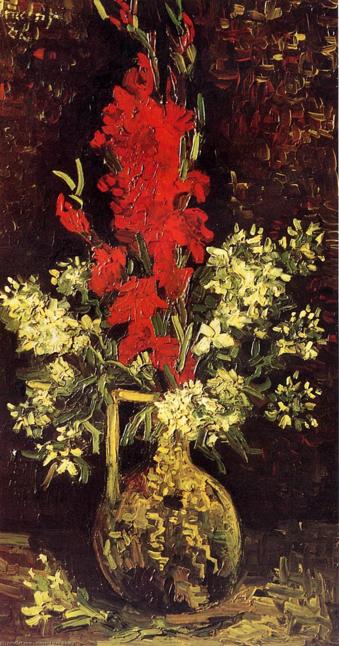 Vase With Gladioli And Carnations — Vincent Willem Van Gogh