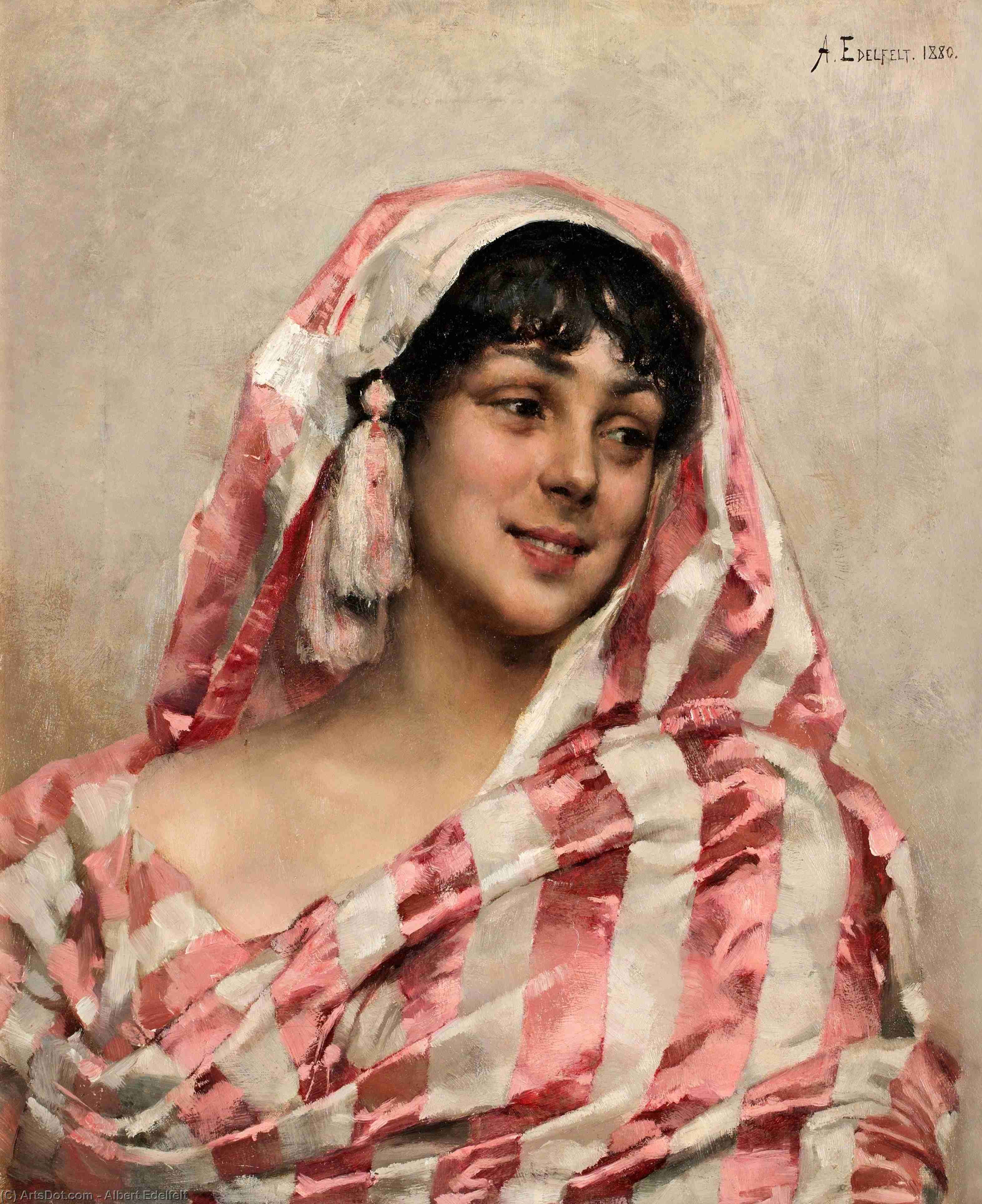 Laughing Model With A Cloth — Albert Edelfelt