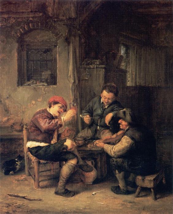 Three Peasants At An Inn — Adriaen Van Ostade
