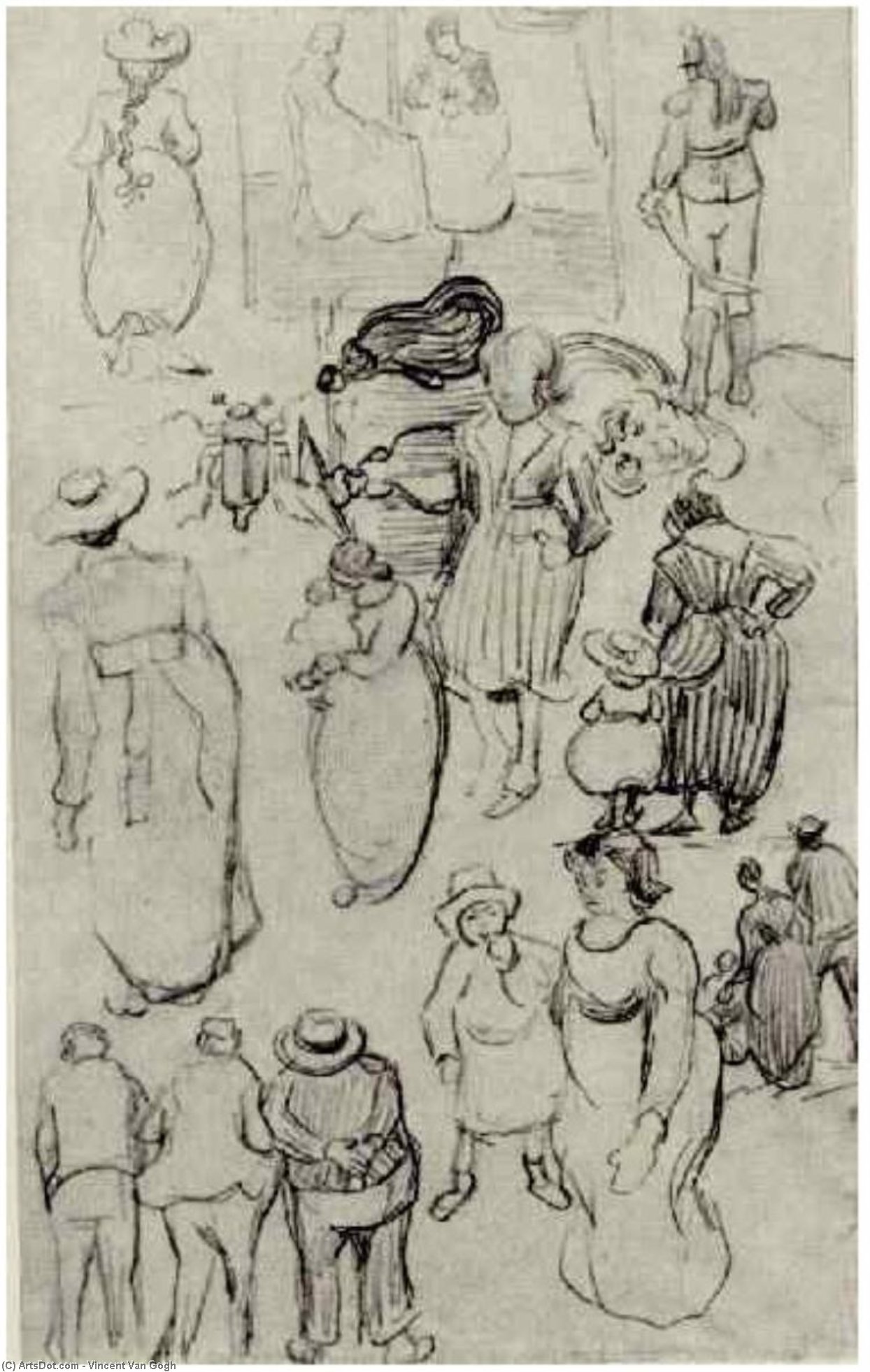 Sheet With Many Sketches Of Figures — Vincent Willem Van Gogh