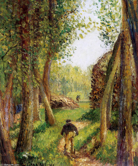 Forest Scene With Two Figures — Camille Pissarro