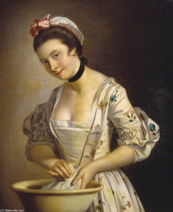 A Lady's Maid Soaping Linen — Henry Robert Morland