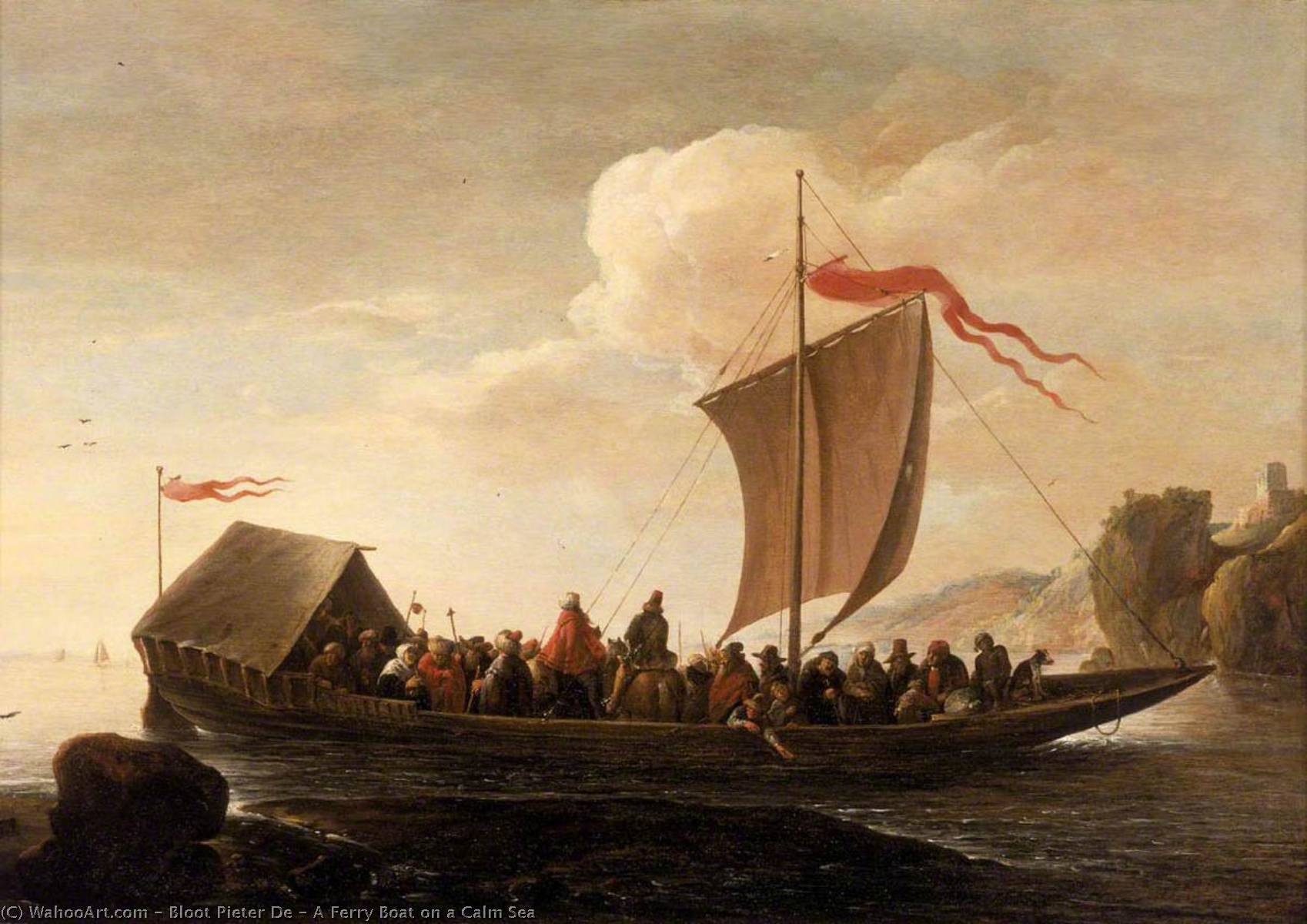 A Ferry Boat On A Calm Sea — Pieter De Bloot