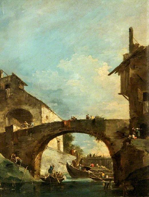 High Bridge Over A Canal — Francesco Lazzaro Guardi