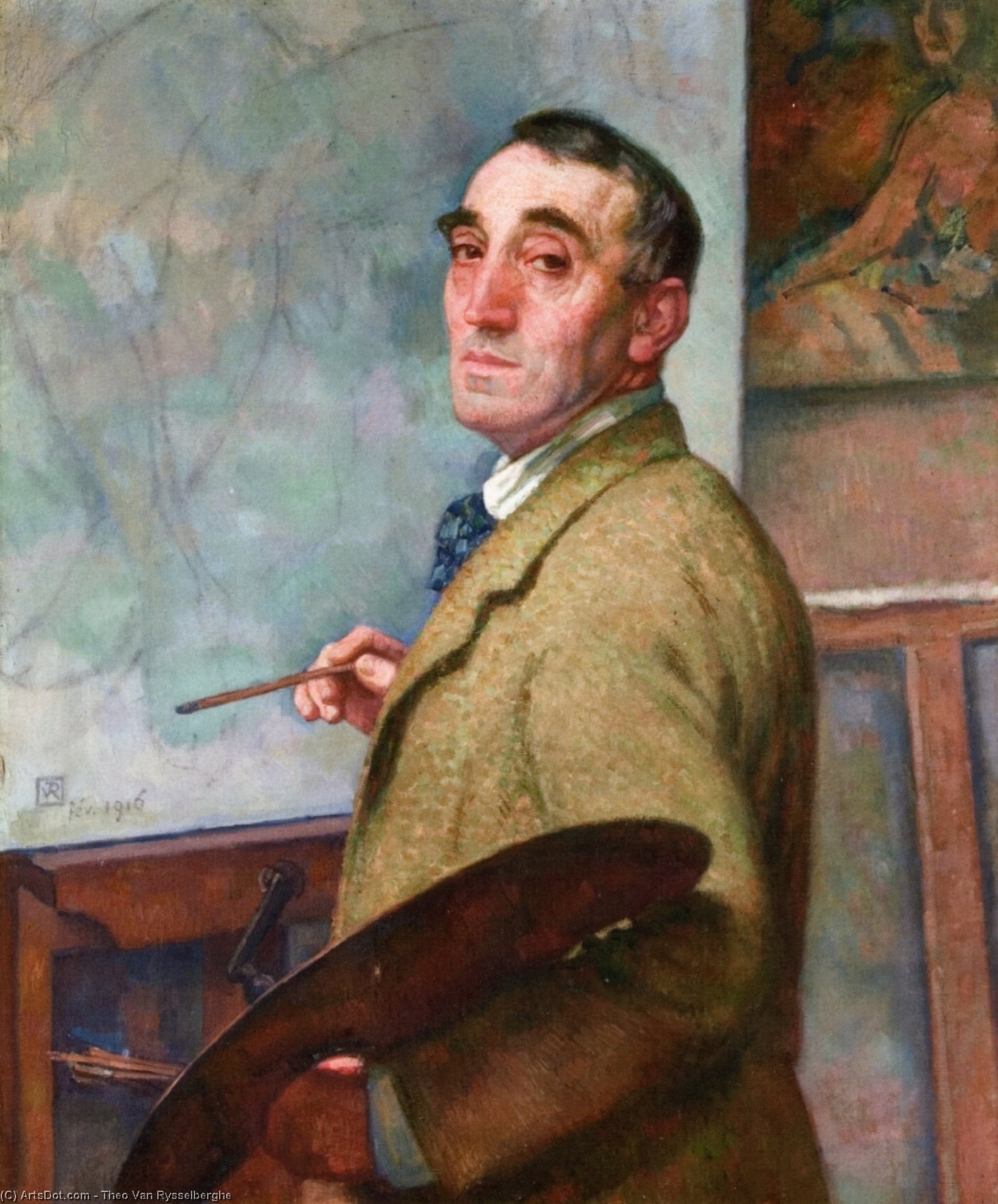 Self Portrait With Palette — Theo Van Rysselberghe
