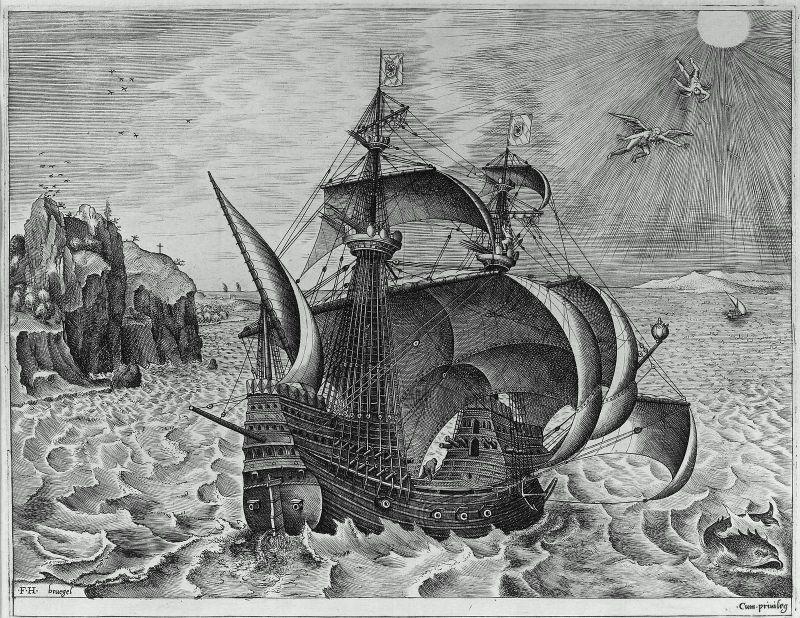 Armed Three-master With Daedalus And Icarus In The Sky Icarus — Pieter Bruegel The Elder
