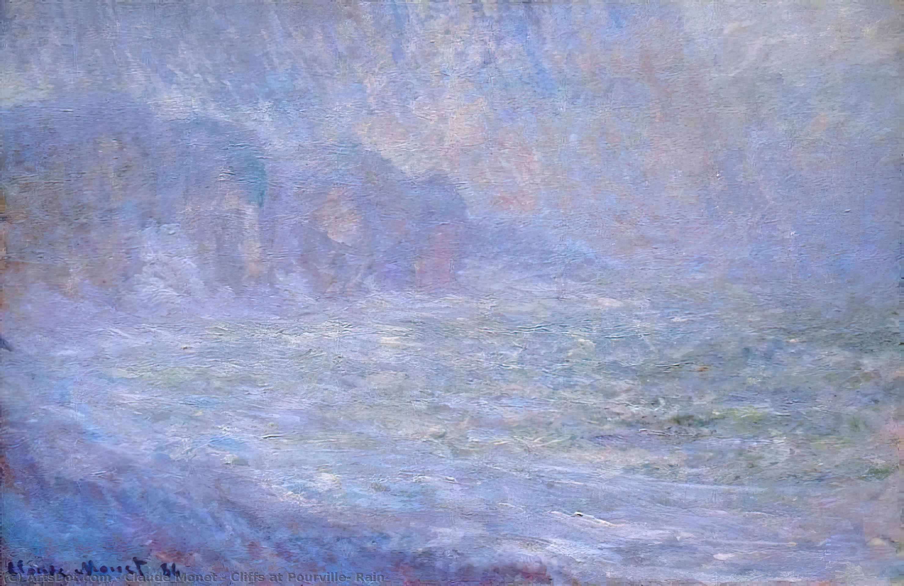 Cliffs At Pourville, Rain — Claude Monet