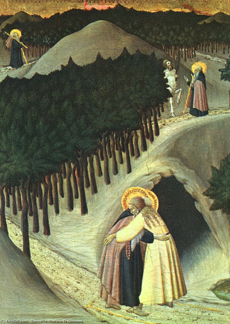 The Meeting Of St. Anthony And St. Paul — Sassetta (stefano Di Giovanni)