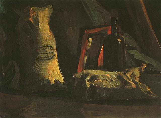 Still Life With Two Sacks And A Bottle — Vincent Willem Van Gogh