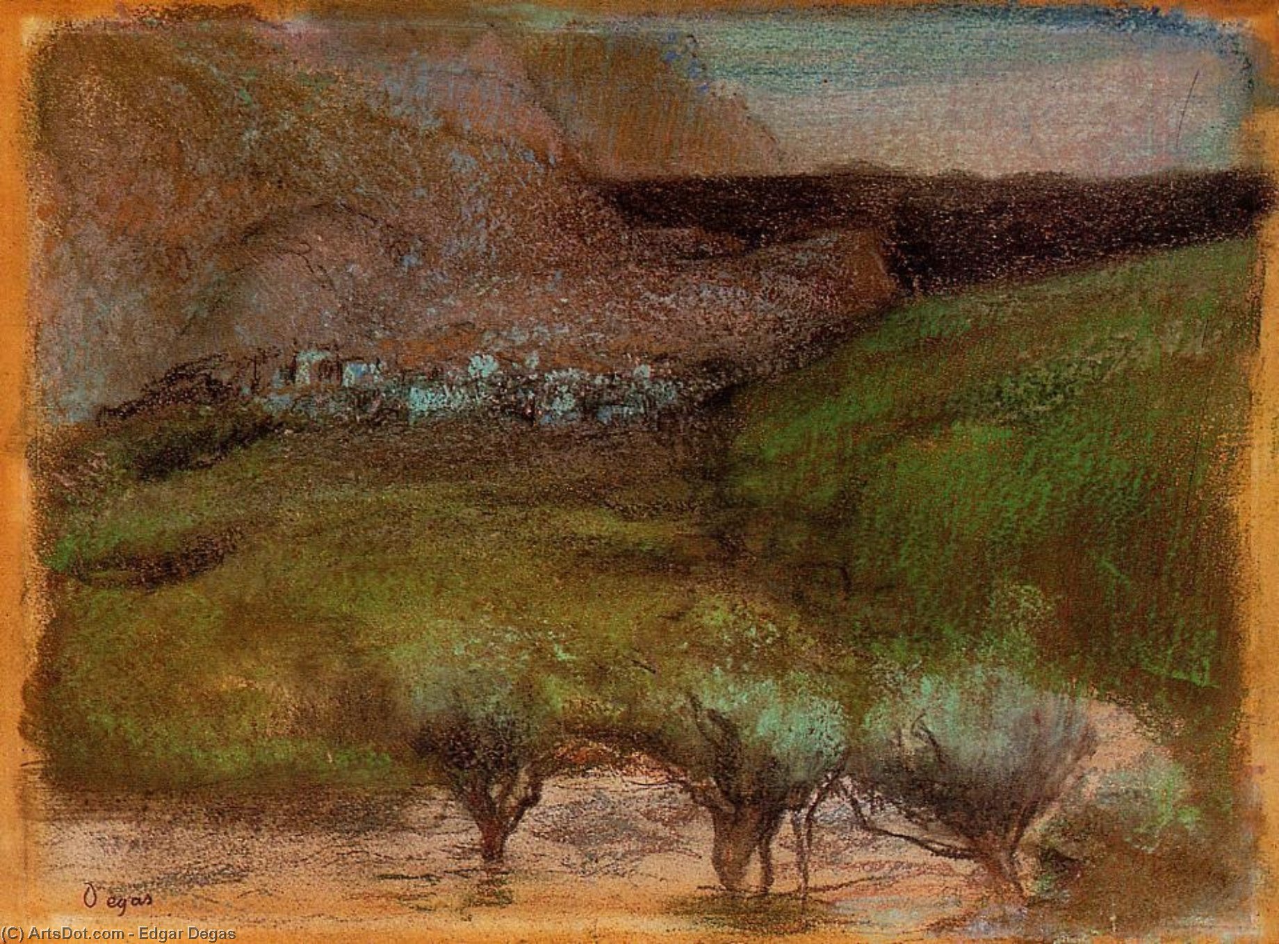Olive Trees Against A Mountainous Background — Edgar Degas