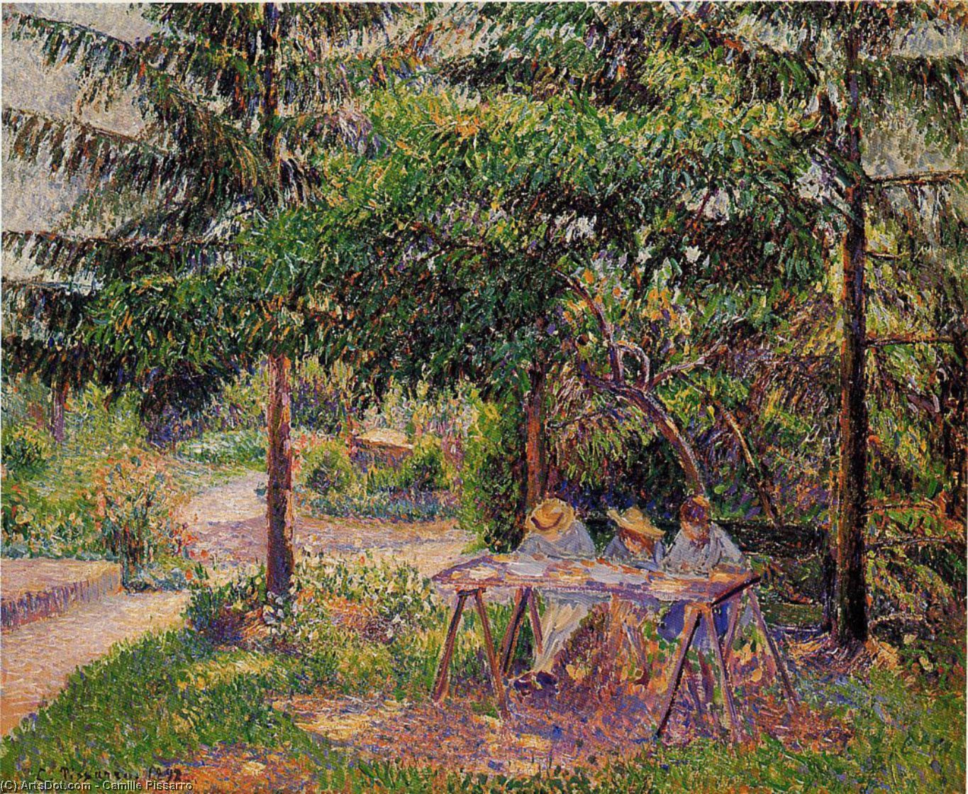 Children In A Garden At Eragny — Camille Pissarro