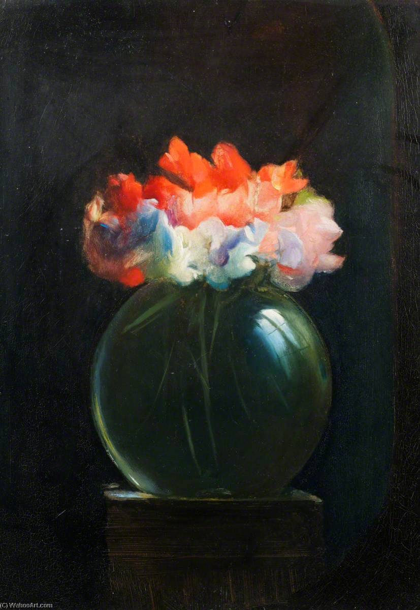 Flowers In A Globe Vase — Edgar Herbert Thomas