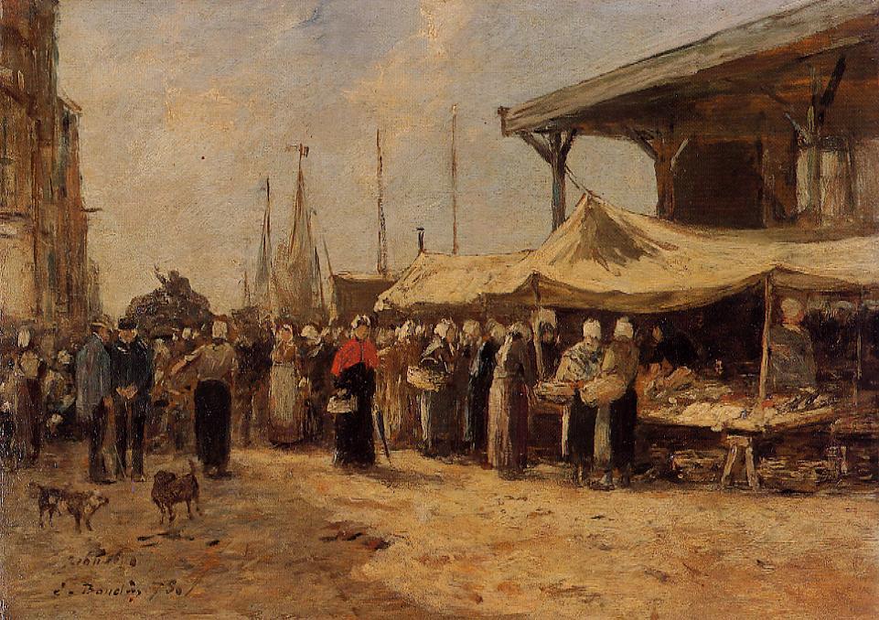 Trouville, Fish Market — Eugène Louis Boudin