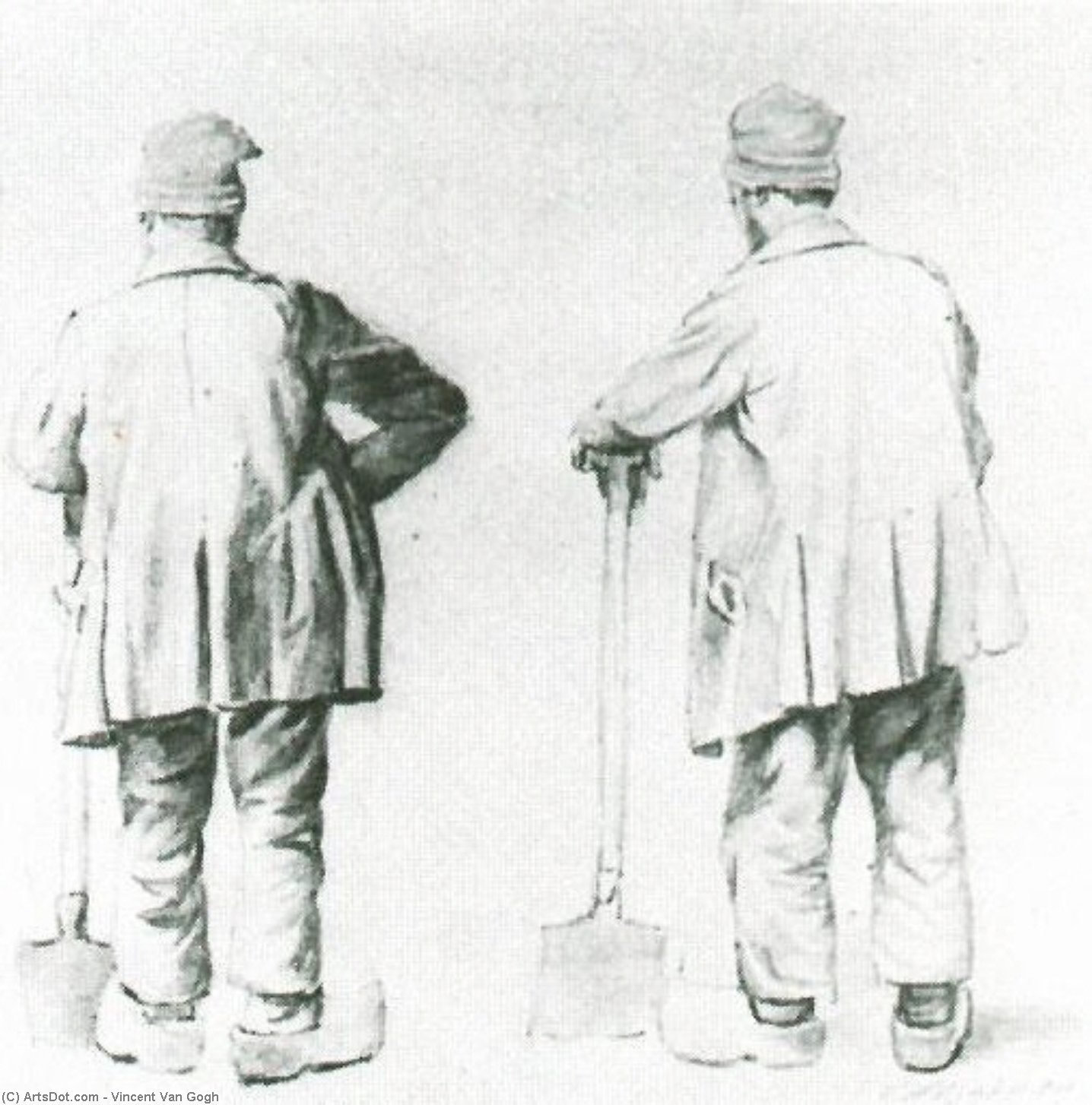 Two Sketches Of A Man Leaning On His Spade — Vincent Willem Van Gogh