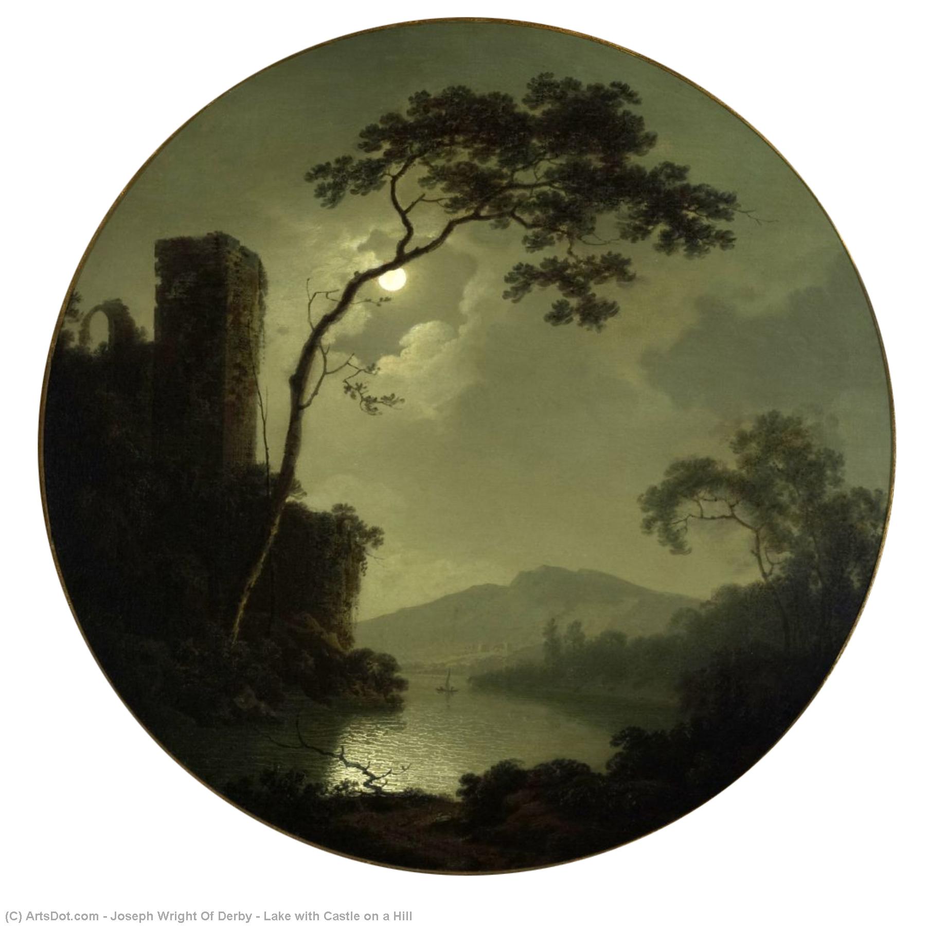 Lake With Castle On A Hill — Joseph Wright Of Derby