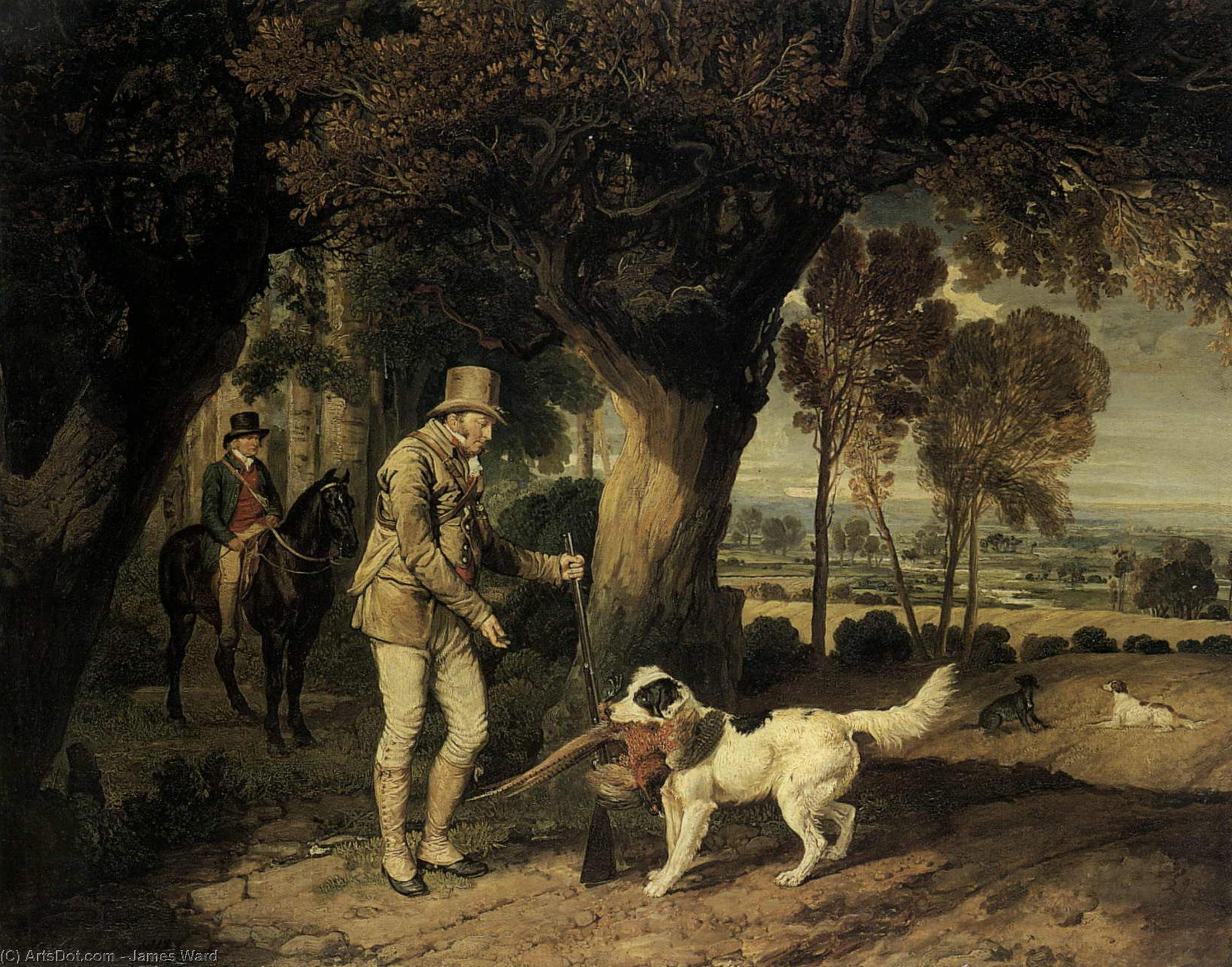 John Levett Receiving Pheasant From Retriever On His Estate At Wychnor — James Ward