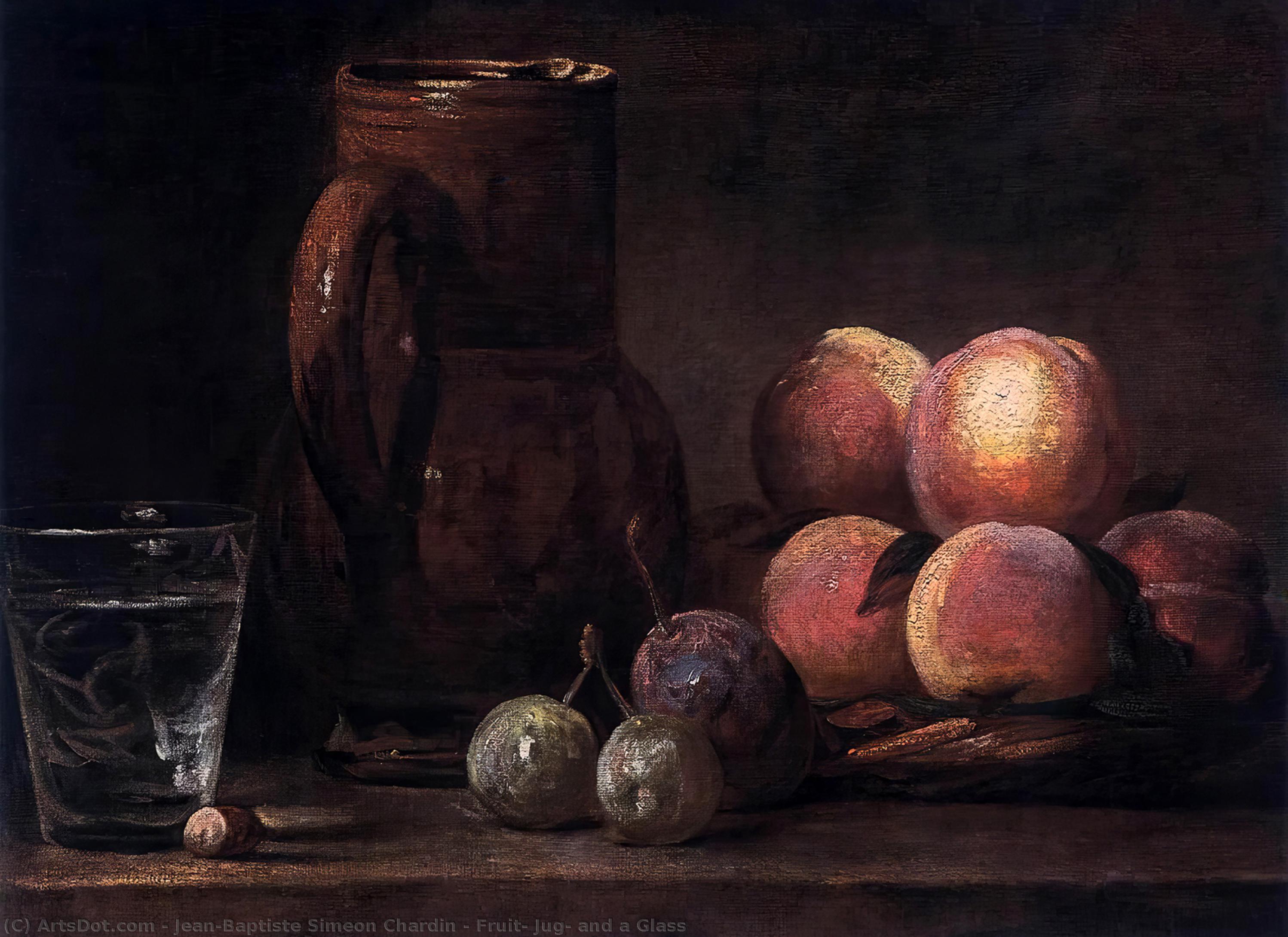 Fruit, Jug, And A Glass — Jean-baptiste-siméon Chardin