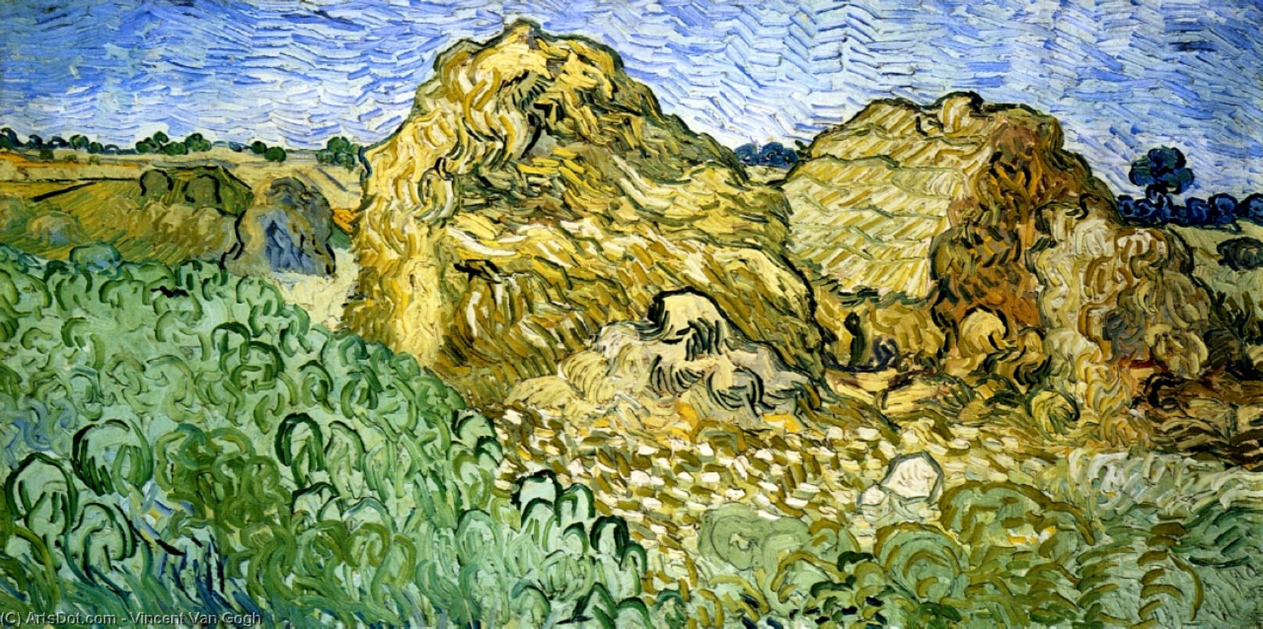 Field With Stacks Of Wheat — Vincent Willem Van Gogh