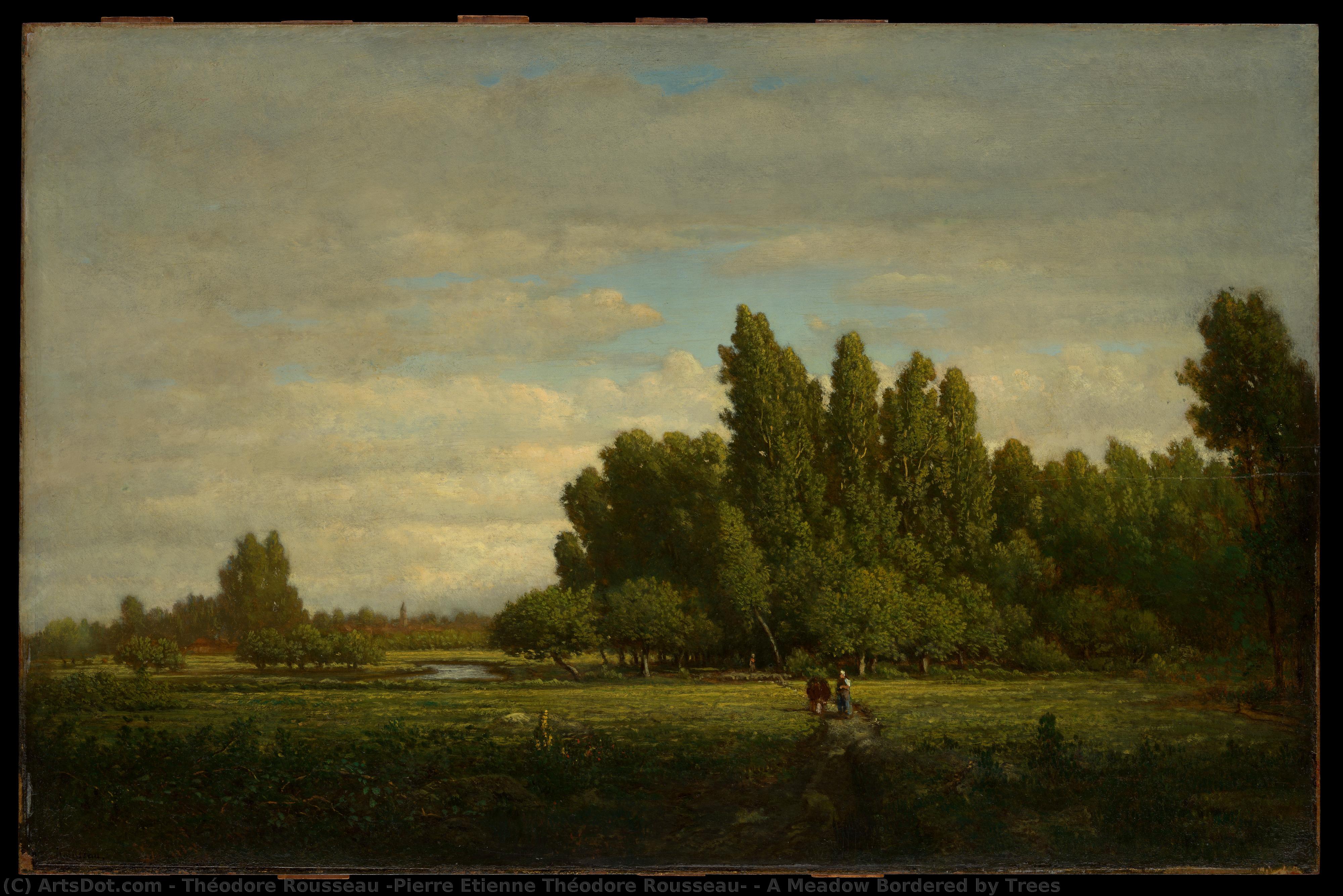A Meadow Bordered By Trees — Théodore Rousseau (pierre Etienne Théodore Rousseau)