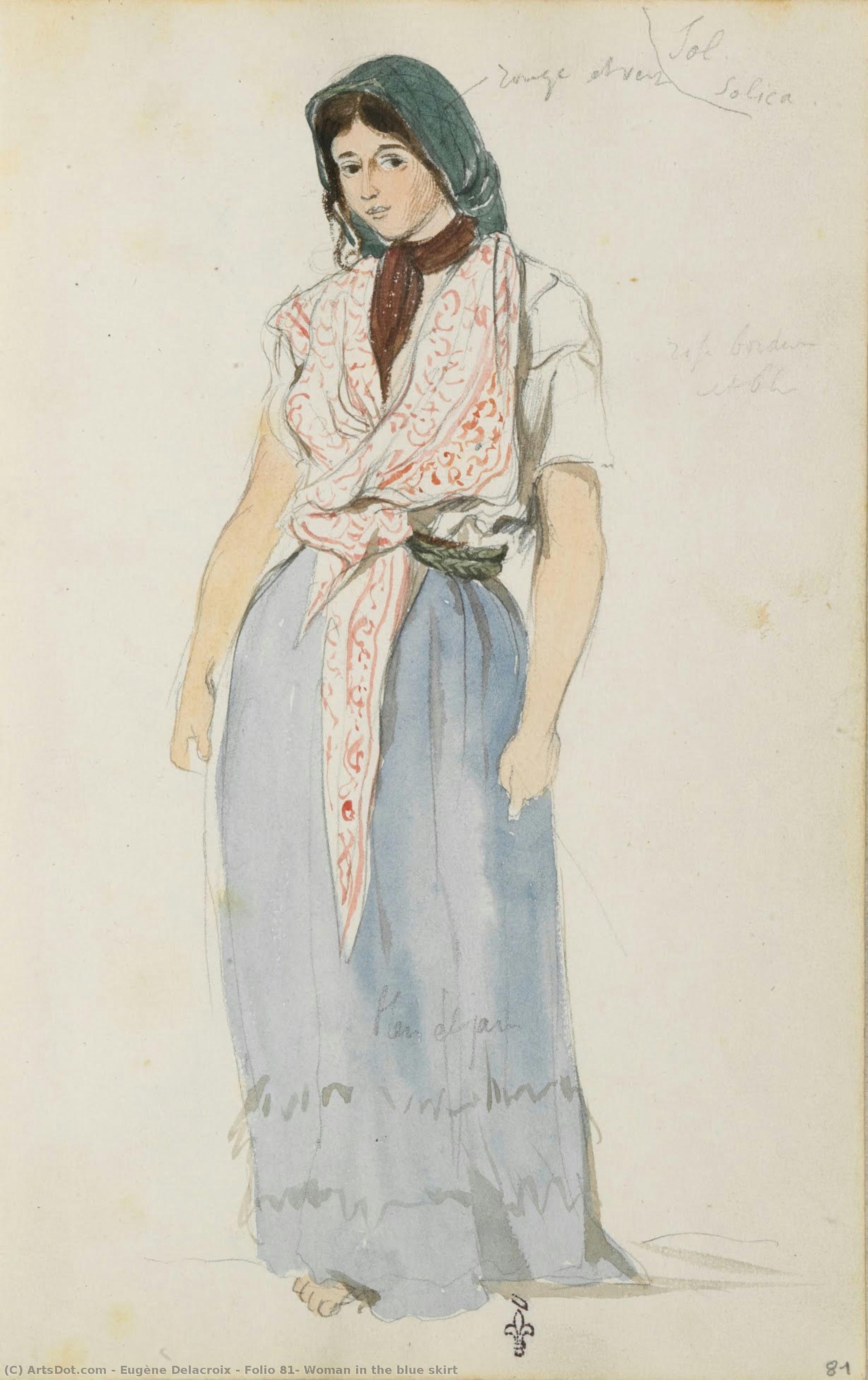 Folio 81, Woman In The Blue Skirt — Eugène Delacroix
