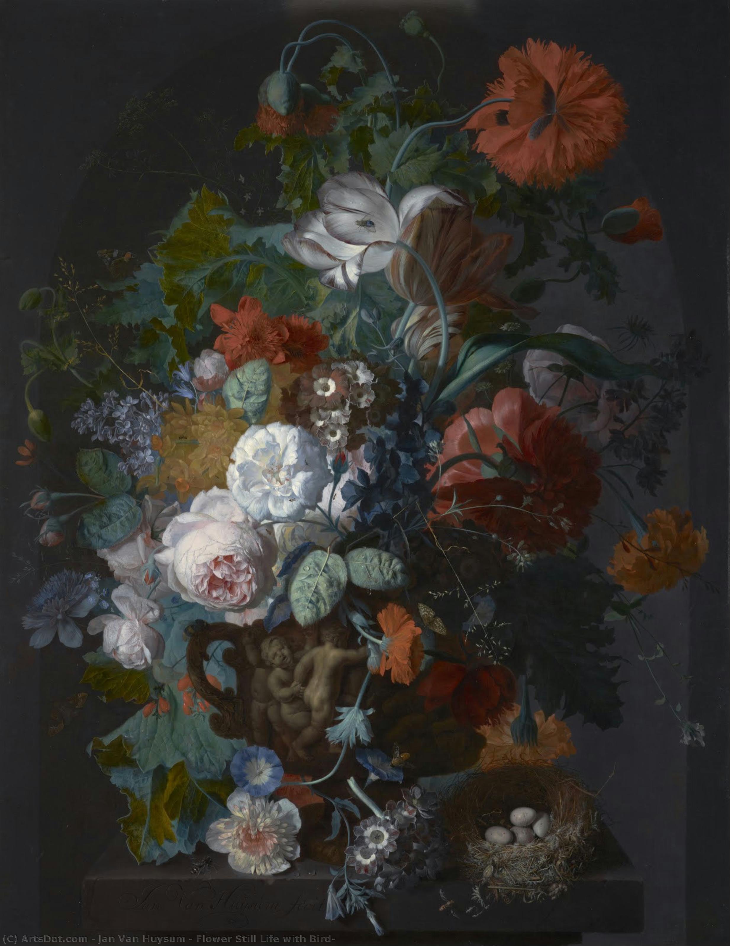 Flower Still Life With Bird — Jan Van Huysum