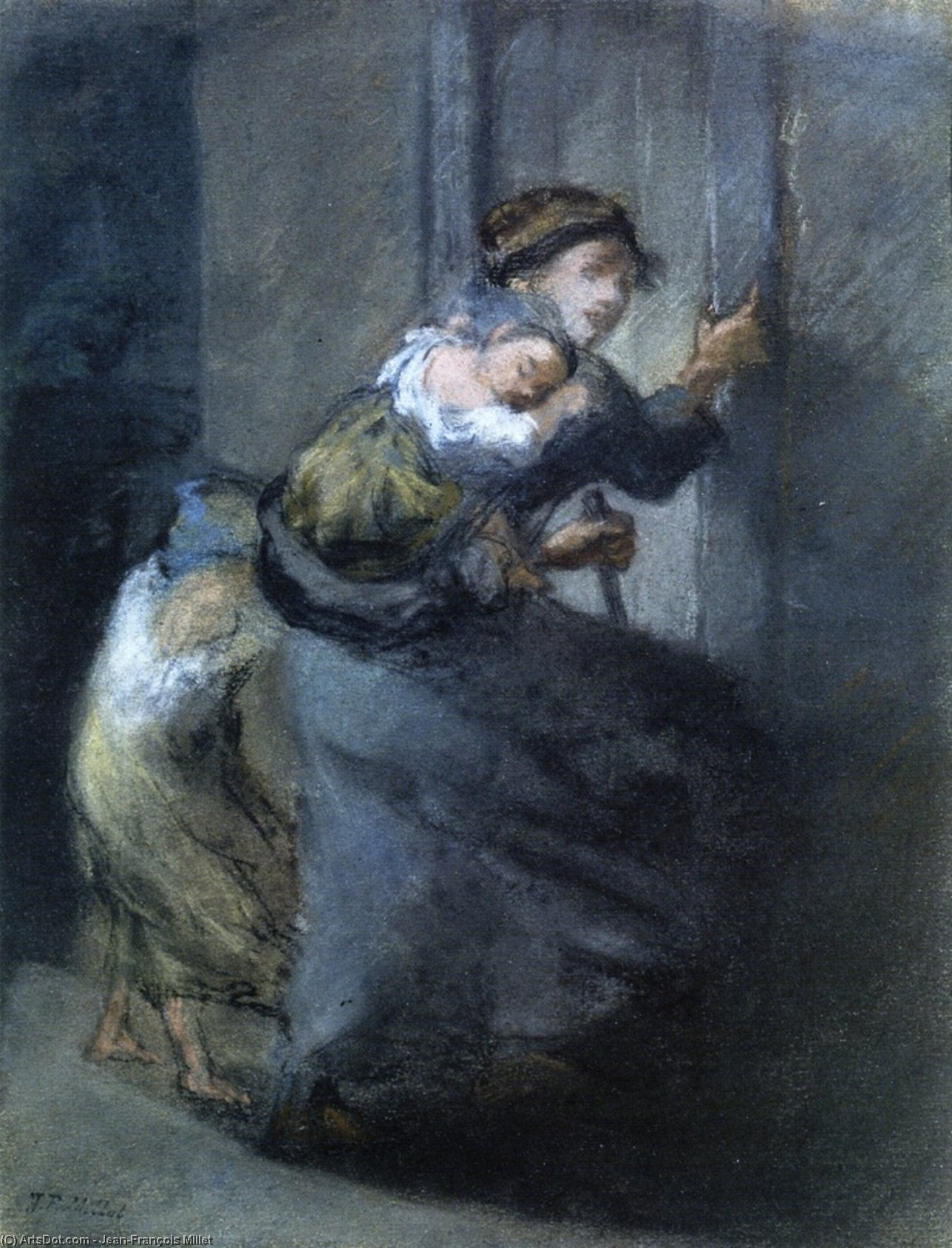 Mother And Two Infants — Jean-françois Millet