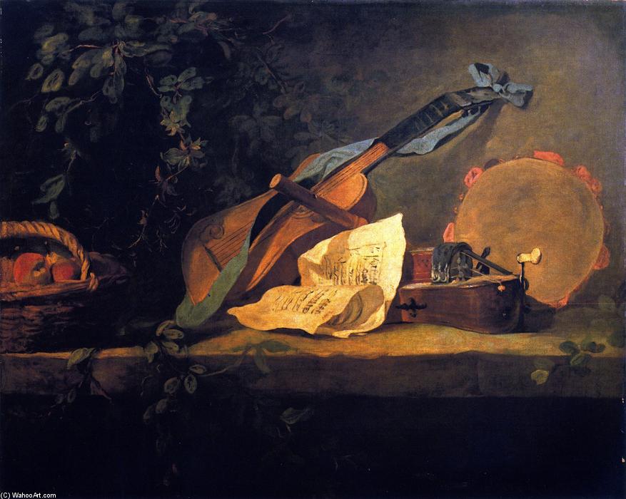 Musical Instruments And Basket Of Fruit — Jean-baptiste-siméon Chardin