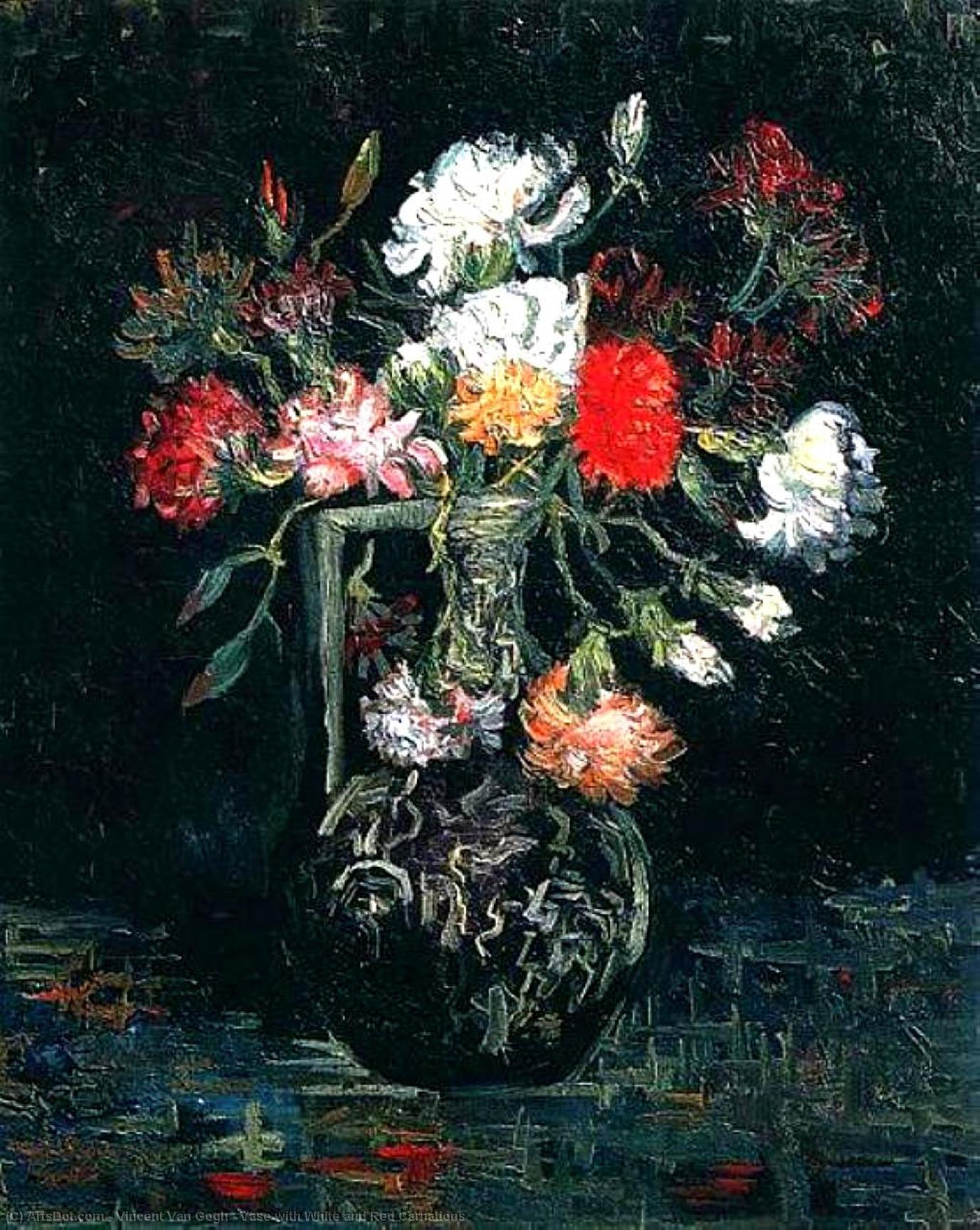 Vase With White And Red Carnations — Vincent Willem Van Gogh