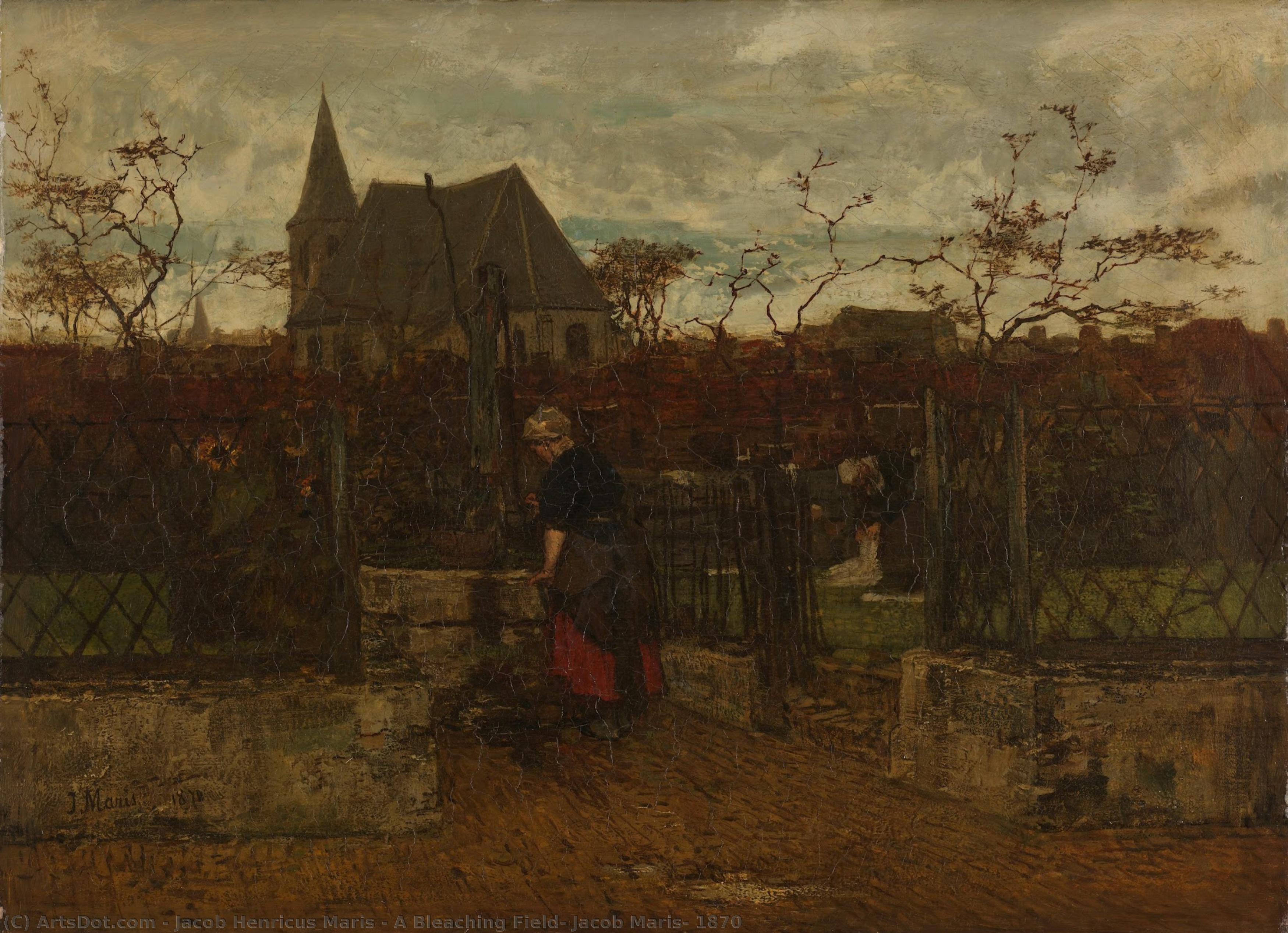 A Bleaching Field, Jacob Maris, 1870 — Jacob Henricus Maris