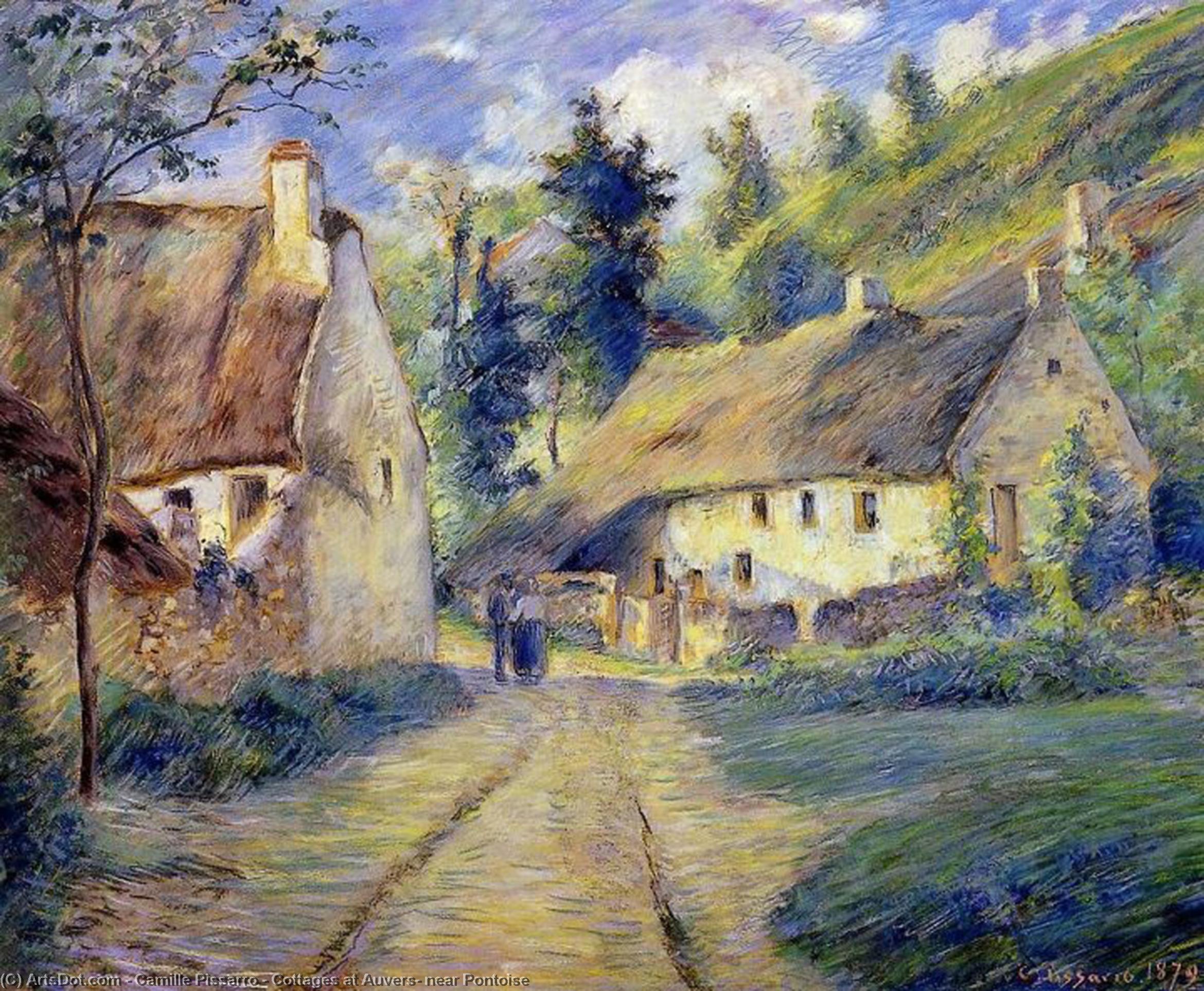 Cottages At Auvers, Near Pontoise — Camille Pissarro
