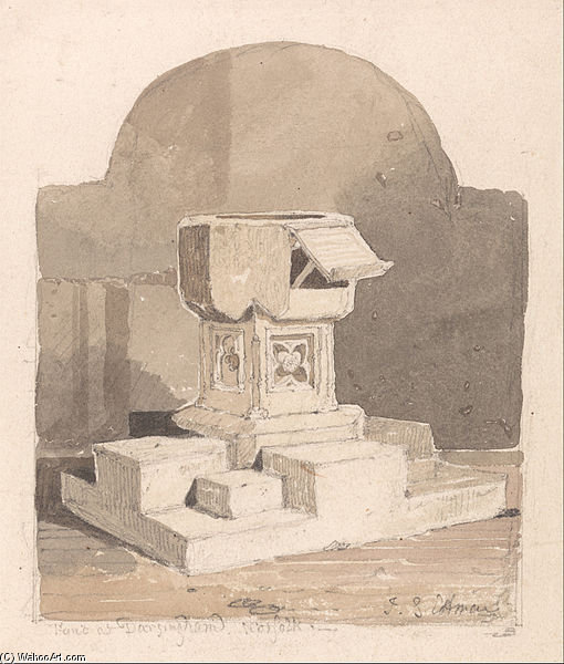 Font At Dersingham Church, Norfolk — John Sell Cotman