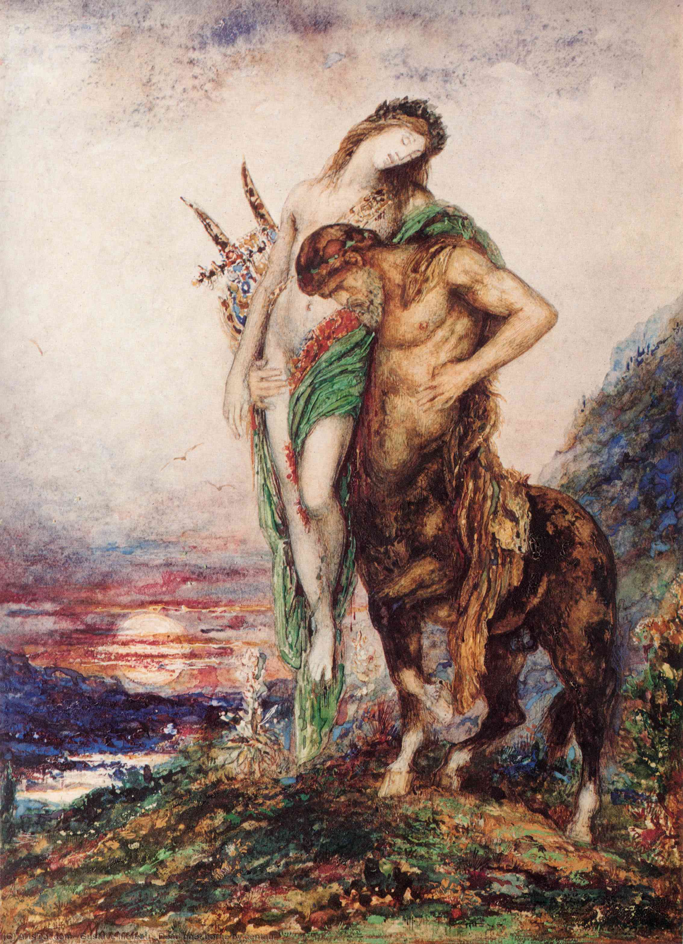 Dead Poet Borne By Centaur — Gustave Moreau