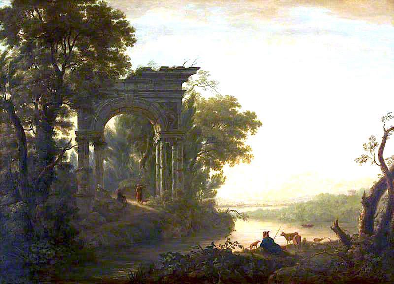 A Morning Landscape With A Triumphal Arch — William Ashford