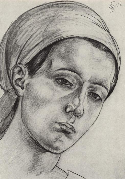 Female Head — Kuzma Petrov-vodkin