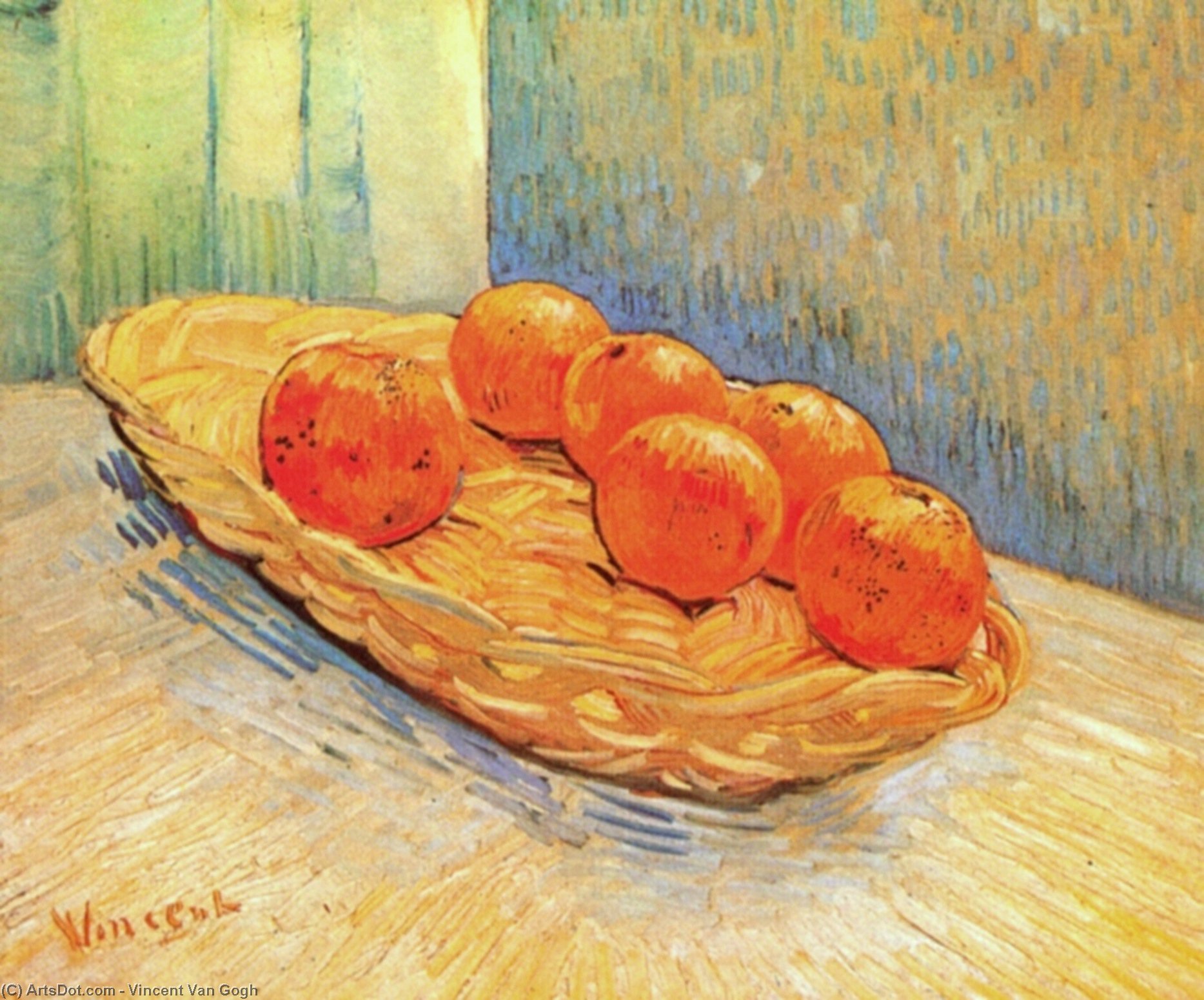 Still Life With Basket And Six Oranges — Vincent Willem Van Gogh