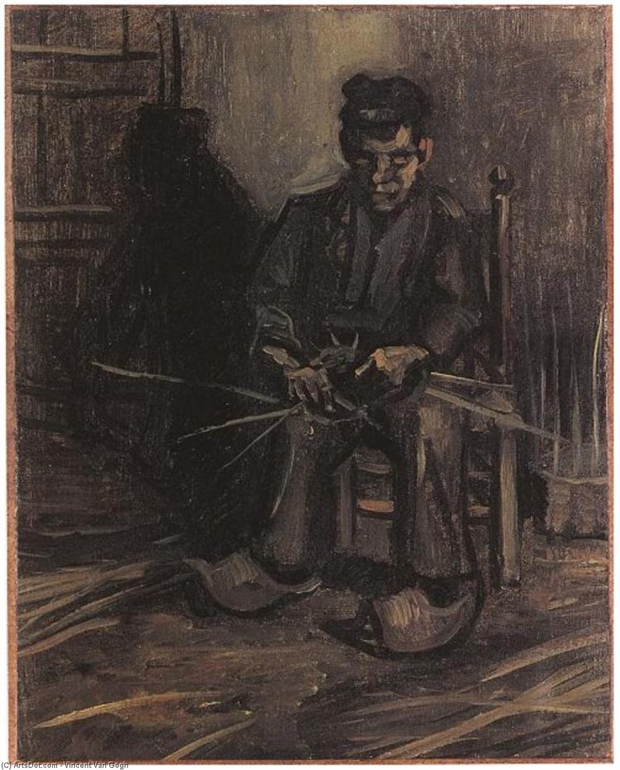 Peasant Making A Basket — Vincent Willem Van Gogh