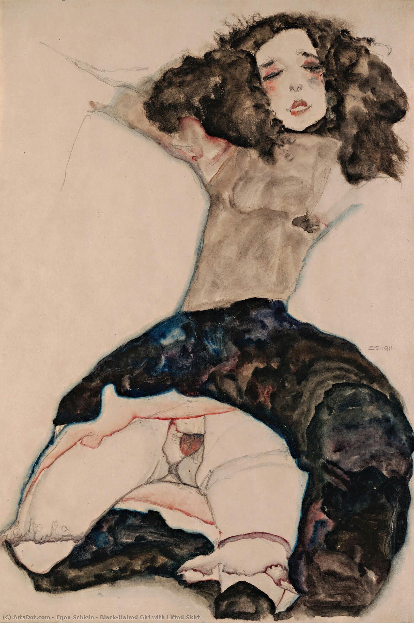Black-haired Girl With Lifted Skirt — Egon Schiele