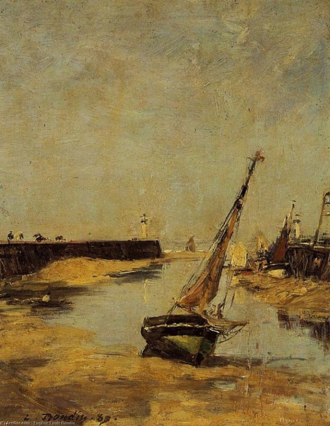 Trouville, The Jettys, Low Tide — Eugène Louis Boudin